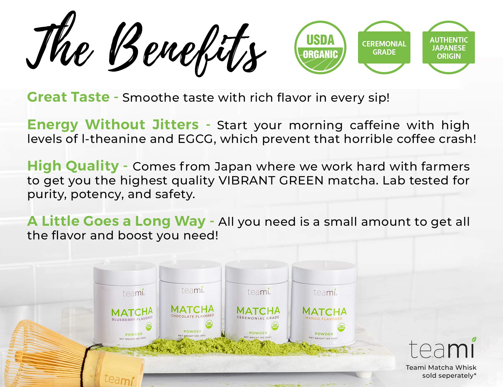 Teami Matcha Green Tea Powder - with Real Blueberry - Ceremonial Grade USDA Organic - Best for Lattes — view 2
