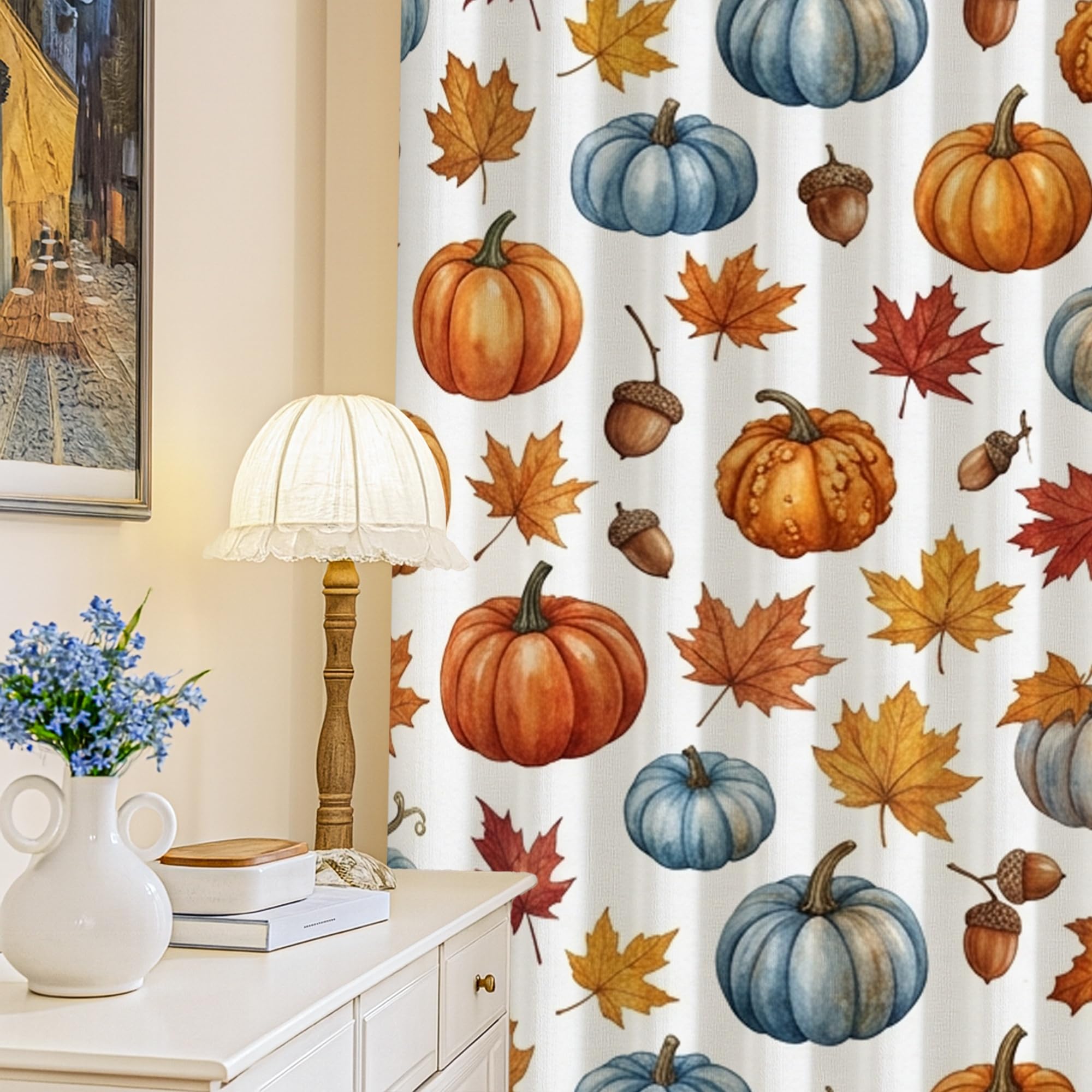 Rideaux occultants pour chambre d'enfant style rustique orange automne