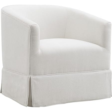 Locus Bono Swivel Accent Chair, Upholstered Swivel Chairs for Living Room, Bedroom, Lounge, Nursery, Fabric Swivel Barrel Chair for Small Space (Cream/White)