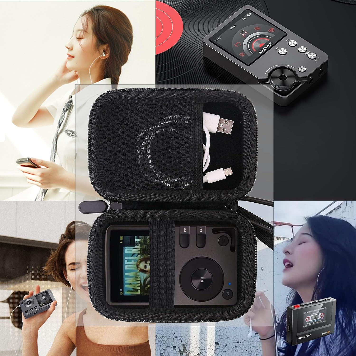 Hard EVA Carrying Storage Case Compatible with MECHEN M30 HiFi MP3 Music Player/HiFi Walker H2/ SnowSky/FiiO Echo MINI/Surfans F20 Mp3 Music Players Protective Travel Storage Box