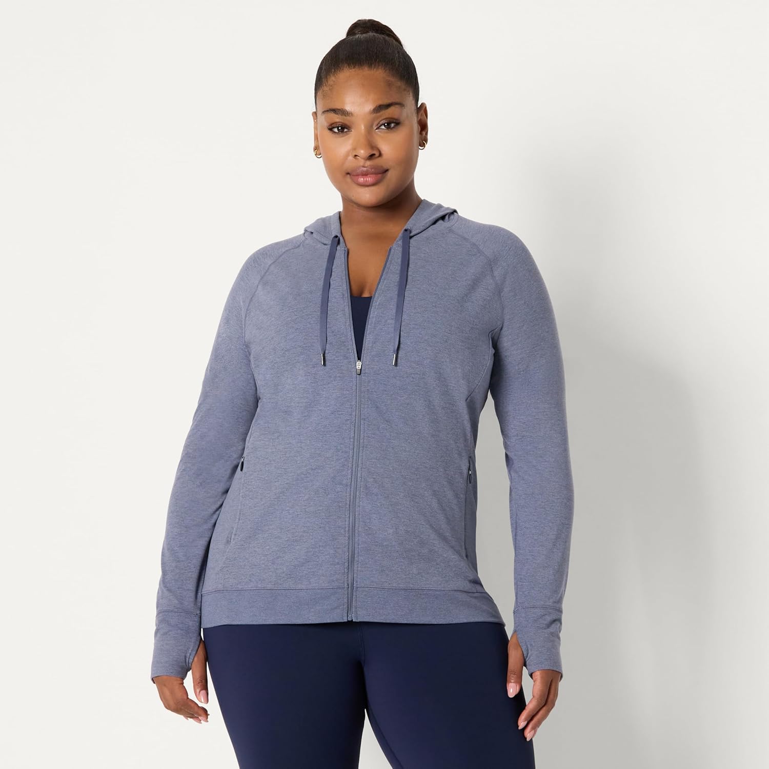 Amazon Essentials Women's Athletic Soft Performance Lightweight Zip Up Workout Hoodie Jacket, Space Dye - Image 6