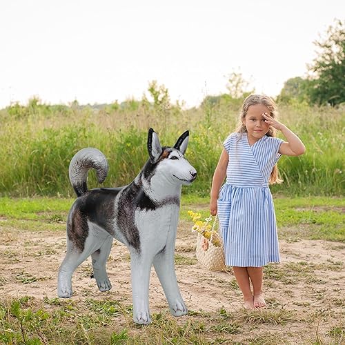 Miniatura 6 de Jet Creations Perro Husky inflable de Alaska animal de mascotas de 32 pulgadas de largo para decoración de fiestas regalo de animales de peluche
