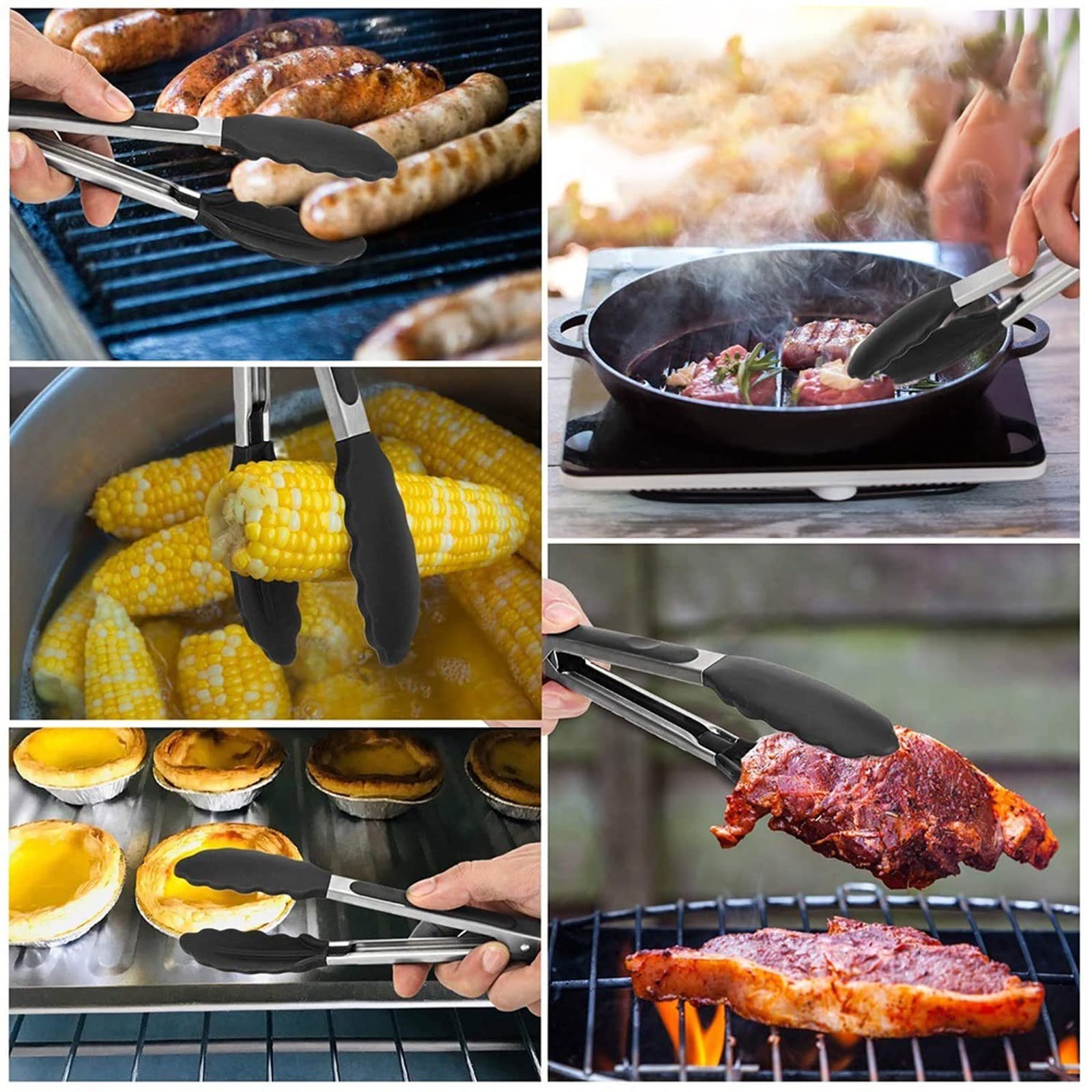 MRKU Clip per Sacchetti per Alimenti, pinze in Silicone per Barbecue, grigliate, Insalata, Pane, pinze da Cucina antiaderenti con Blocco Integrato