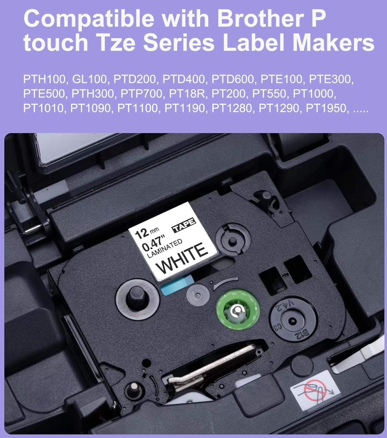 6 Pack P Touch Label Tape Compatible for BrotherTze-231 Tze-131 Tze-431 Tze-531 Tze-631 Tze-731 12mm 0.47 Inch Laminated, for Brother PT-H110 PTH110BP PT-H200BP Label Maker - Image 4