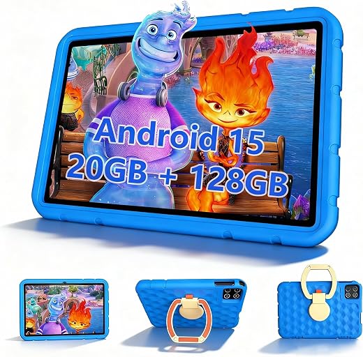 ITDULCET Kids Tablet, Android 15 10 Inch Tablet for Kids, 20GB RAM 128GB ROM Octa-Core 6000mAh with Shockproof Case, Bluet