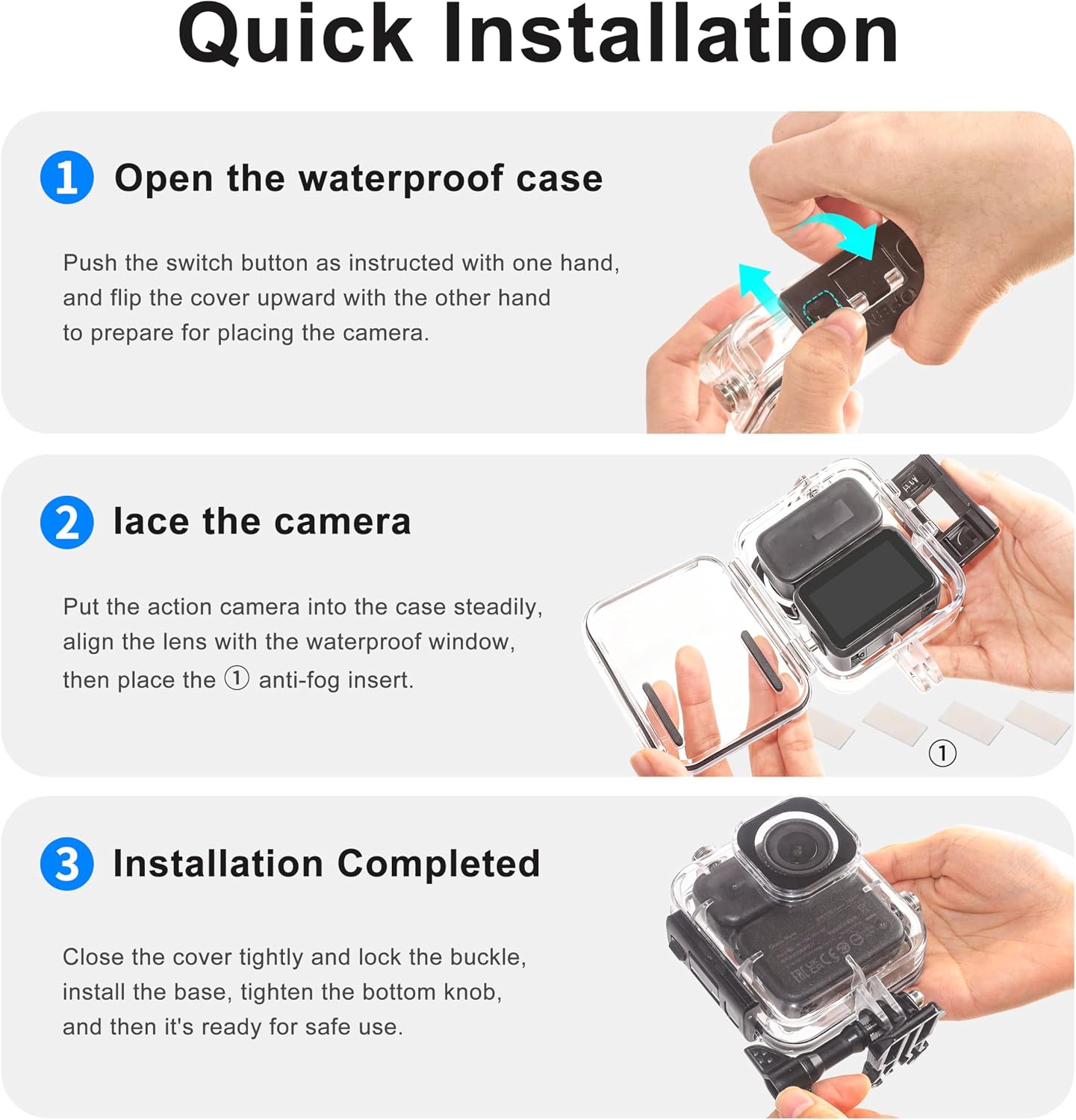 FitSTILL 50M/164FT Waterproof Case for DJI Osmo Nano, Deep Diving Housing Scuba Snorkeling Swimming with Quick Release Screw Underwater Anti-Fog Inserts Accessories Kit
