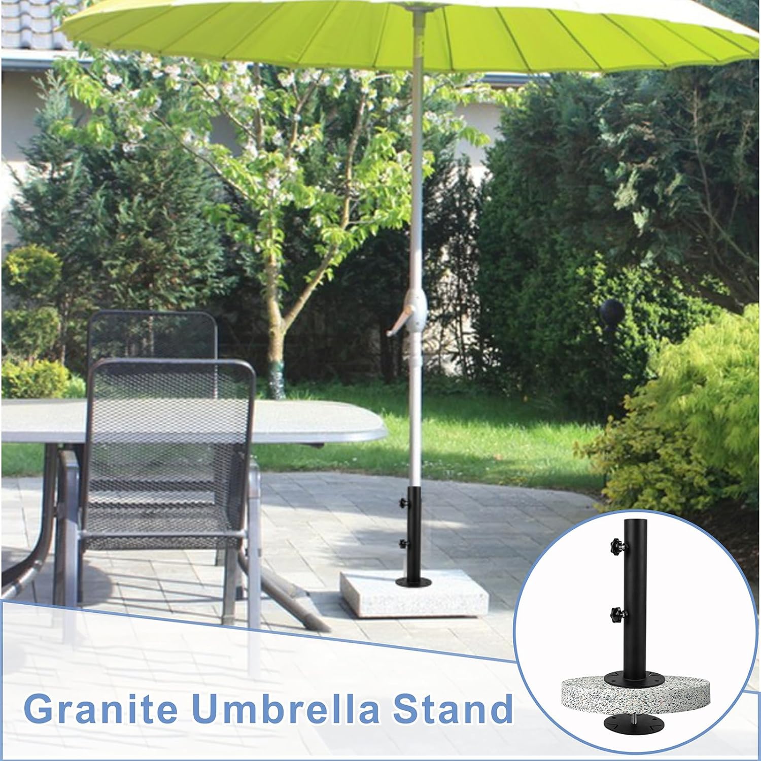 Patio Umbrella Stand Base, Heavy Duty Outdoor Umbrella Holder, Metal Grass Umbrella Ground Stake, Steel Outdoor Umbrella Base for Decks, Patios, Lawn, Docks