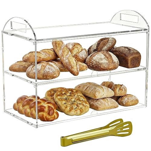 Acryvic 2 Niveles Vitrina de para panadería con asa, 48 x 24 x 30cm, Vitrina de pastelería Comercial