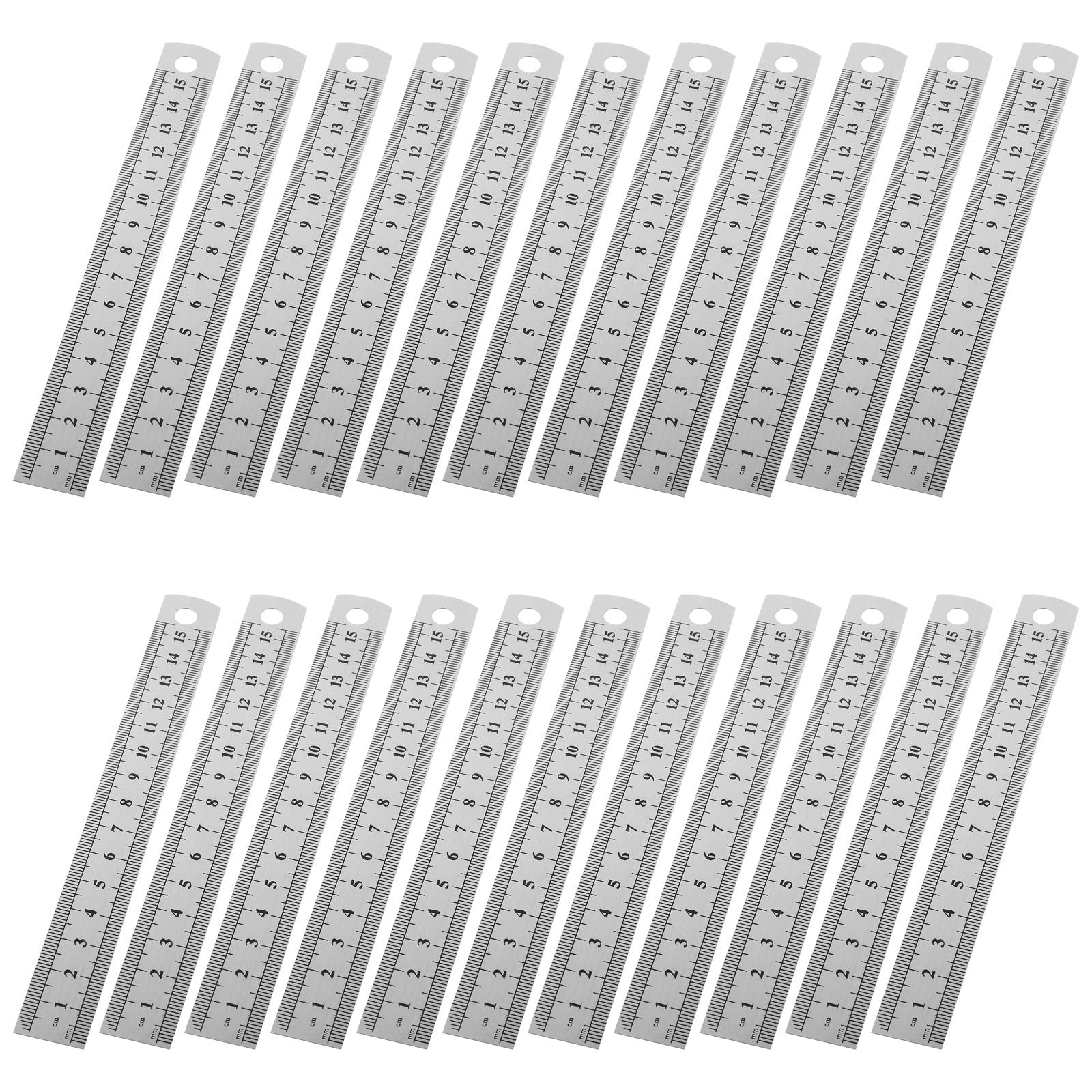 ABOOFAN 30 pezzi Righello in Acciaio Inox Multifunzione Tascabile Doppia Graduazione Strumento Preciso per Disegno Falegnameria e Cucito
