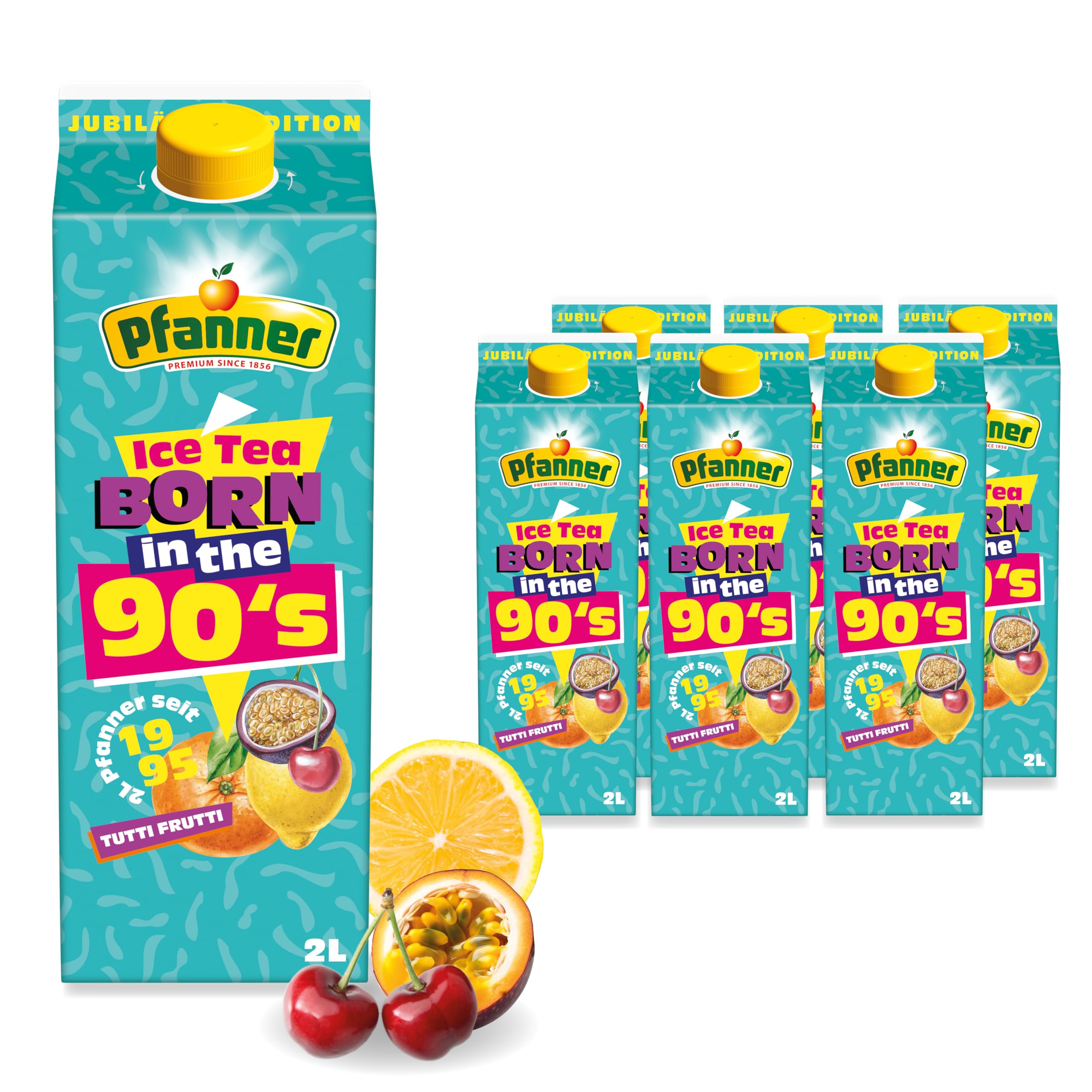 Pfanner Eistee Tutti im Vorratspack (6 x 2 l) – Frutti Jubiläumsedition 2L – Ein Klassiker aus den 90er Jahren, der den Eistee-Maßstab setzte – Fruchtig, erfrischend & zeitlos beliebt!