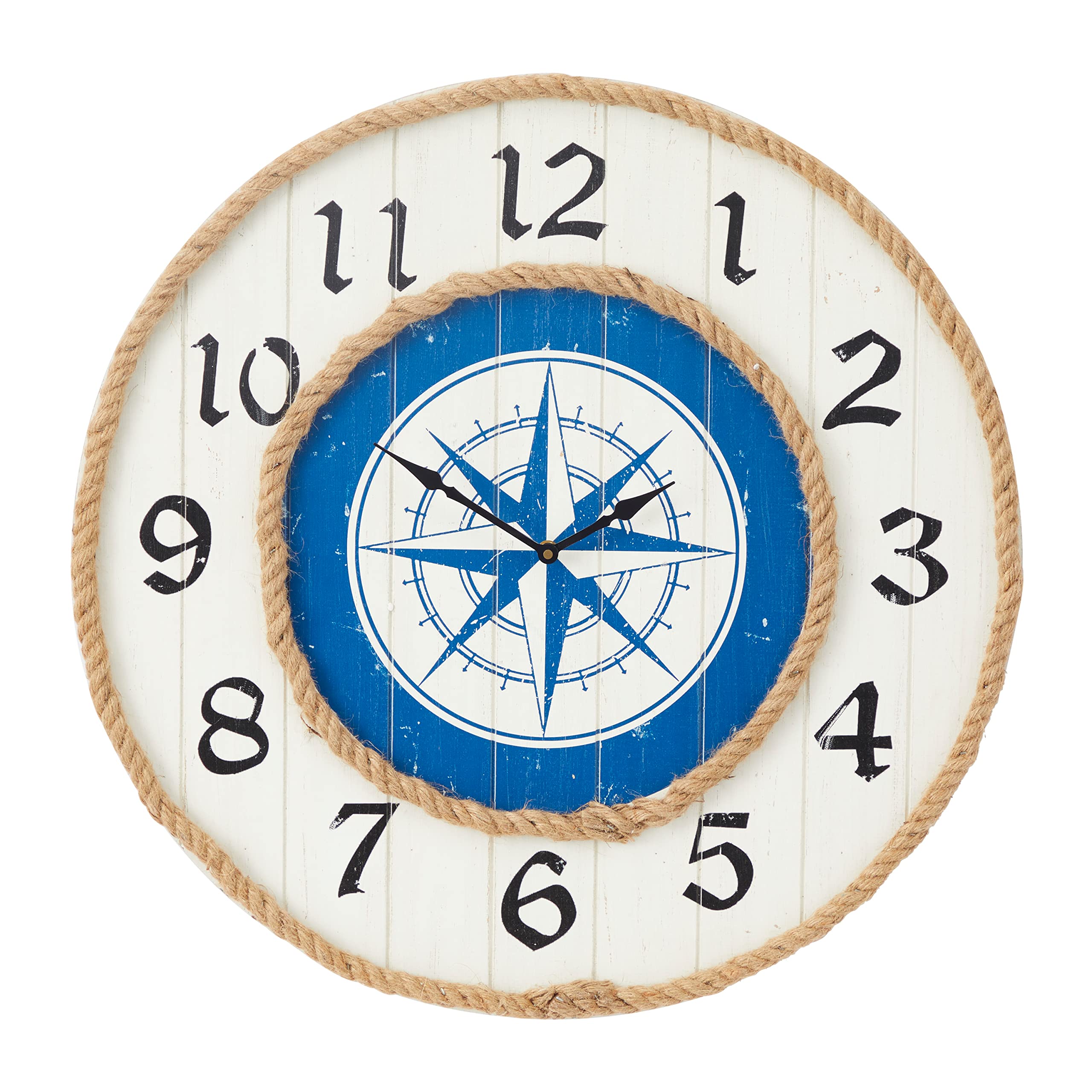 Horloge murale nautique Deco 79 en bois bleu de 61 cm style vintage