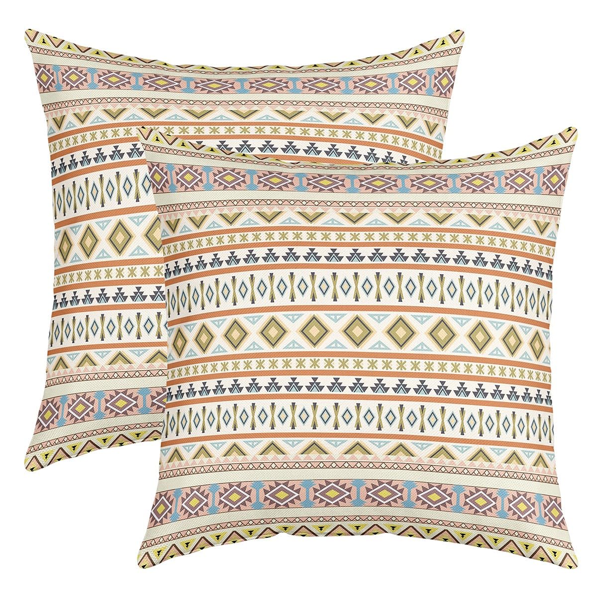 40x40cm Southwestern Geometric Square Cushion Covers Set of 2 Boys Girls Boho Reversible Throw Pillow Covers for Kids Tribal Pillow Covers Home Decor Modern Yellow
