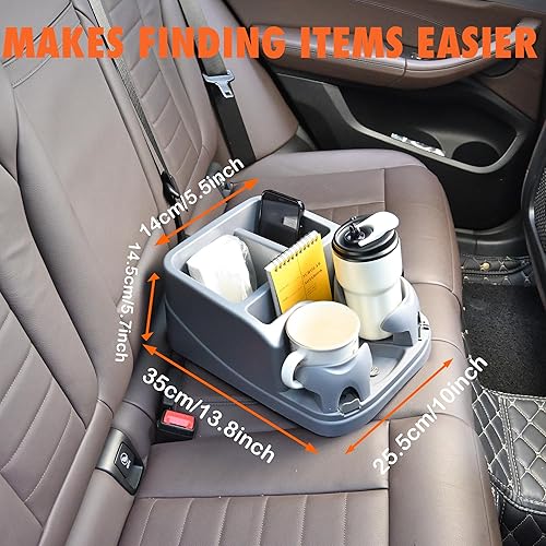 Miniatura 2 de Organizador de consola de automóvil, organizador de asiento de automóvil con 2 portavasos ajustables, consola central para automóviles, camiones,