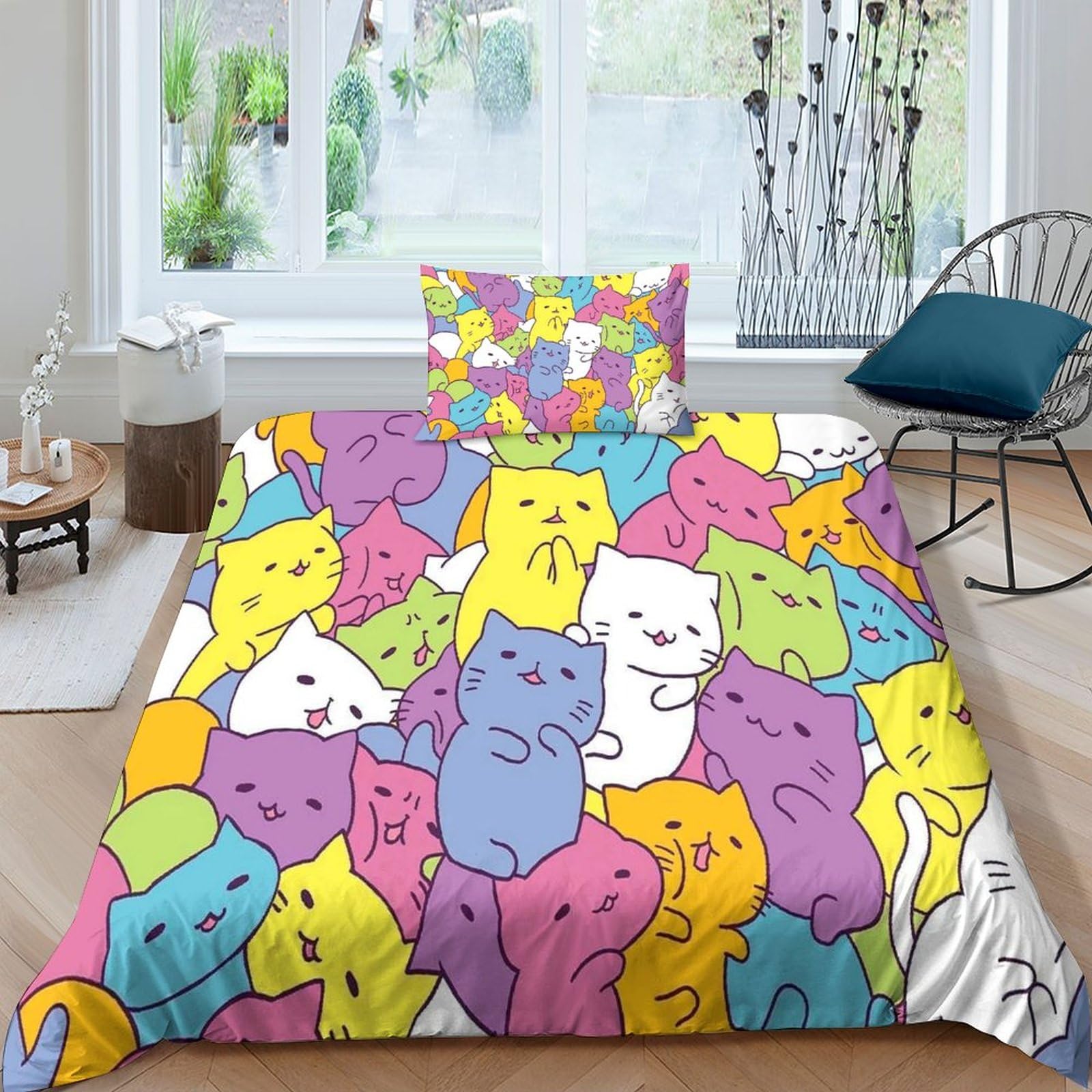 Housse de couette chat 3D douce et respirante contre la transpiration nocturne