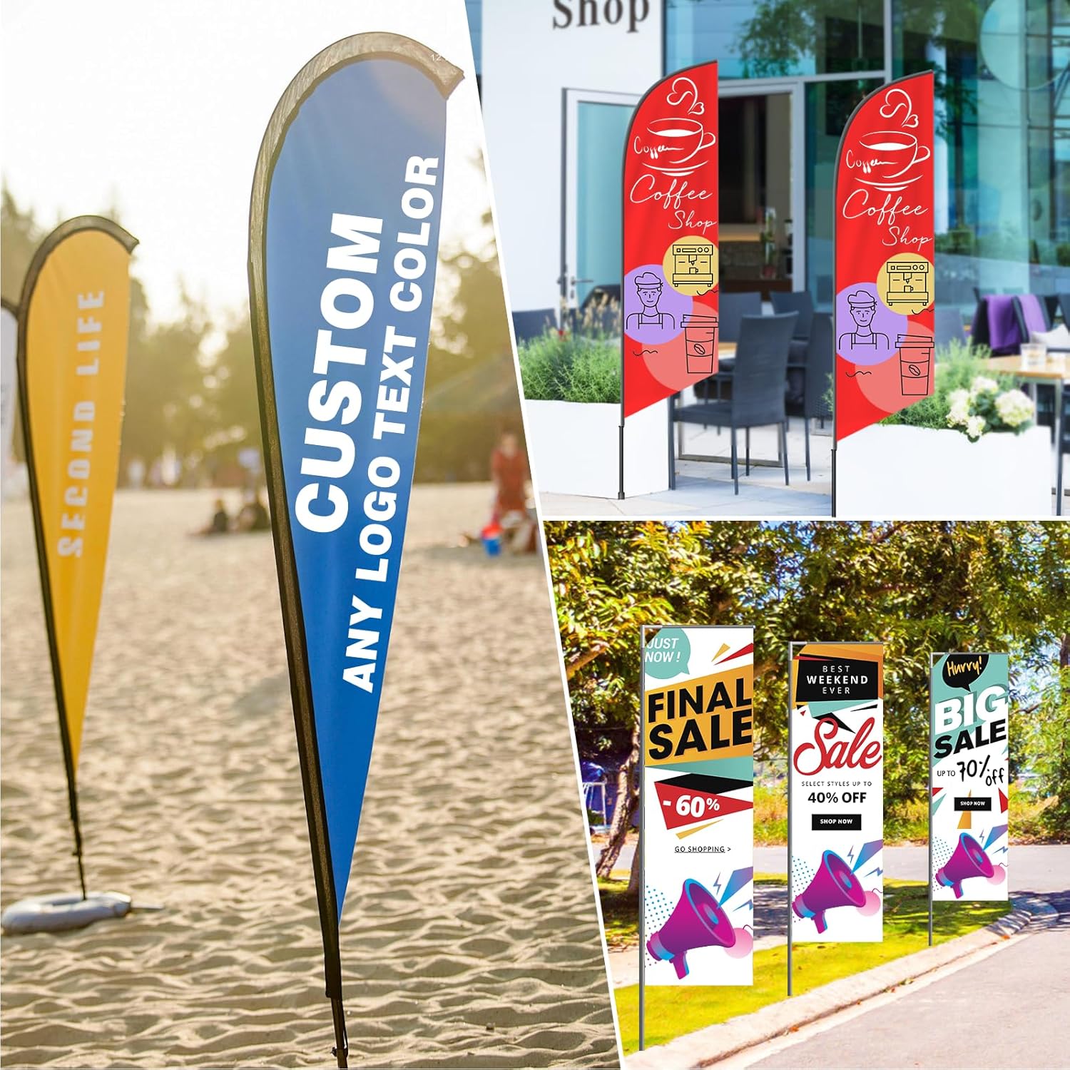 Custom Advertising Teardrop Flags with Optional Pole Kit for Business Personalized Double Sided Feather Banner Flags for Outside Print Your Own Logo/Design/Text