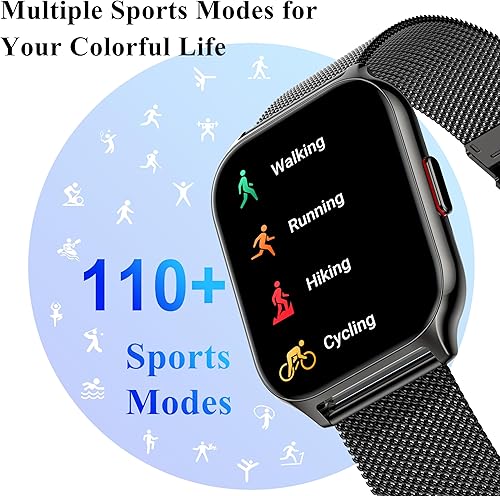 Miniatura 5 de Popglory Reloj inteligente para responderhacer llamadas, reloj inteligente de 2.01 pulgadas con control de voz AI, presión arterialSpO2monitor de