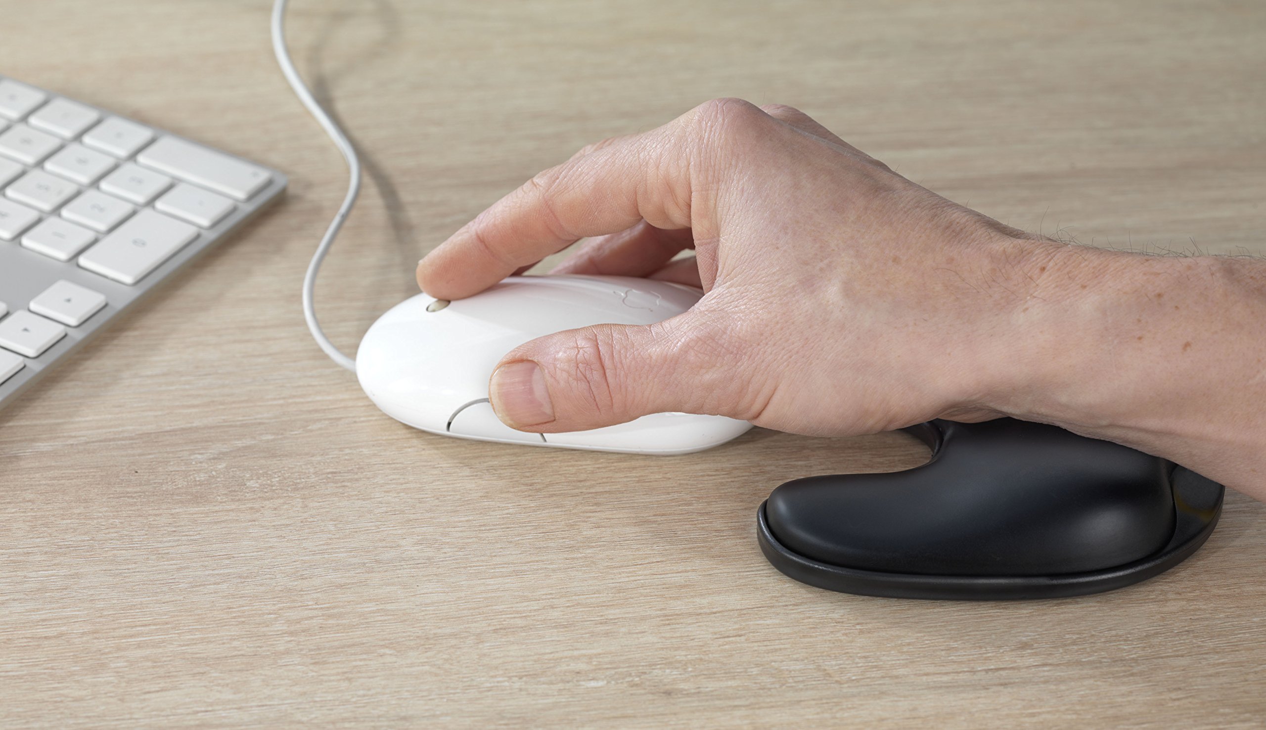 Unilux 400110158 obracająca się podkładka pod nadgarstek, z funkcją pamięci, ergonomiczna mata, do komfortowej pracy przy komputerze, kolor czarny
