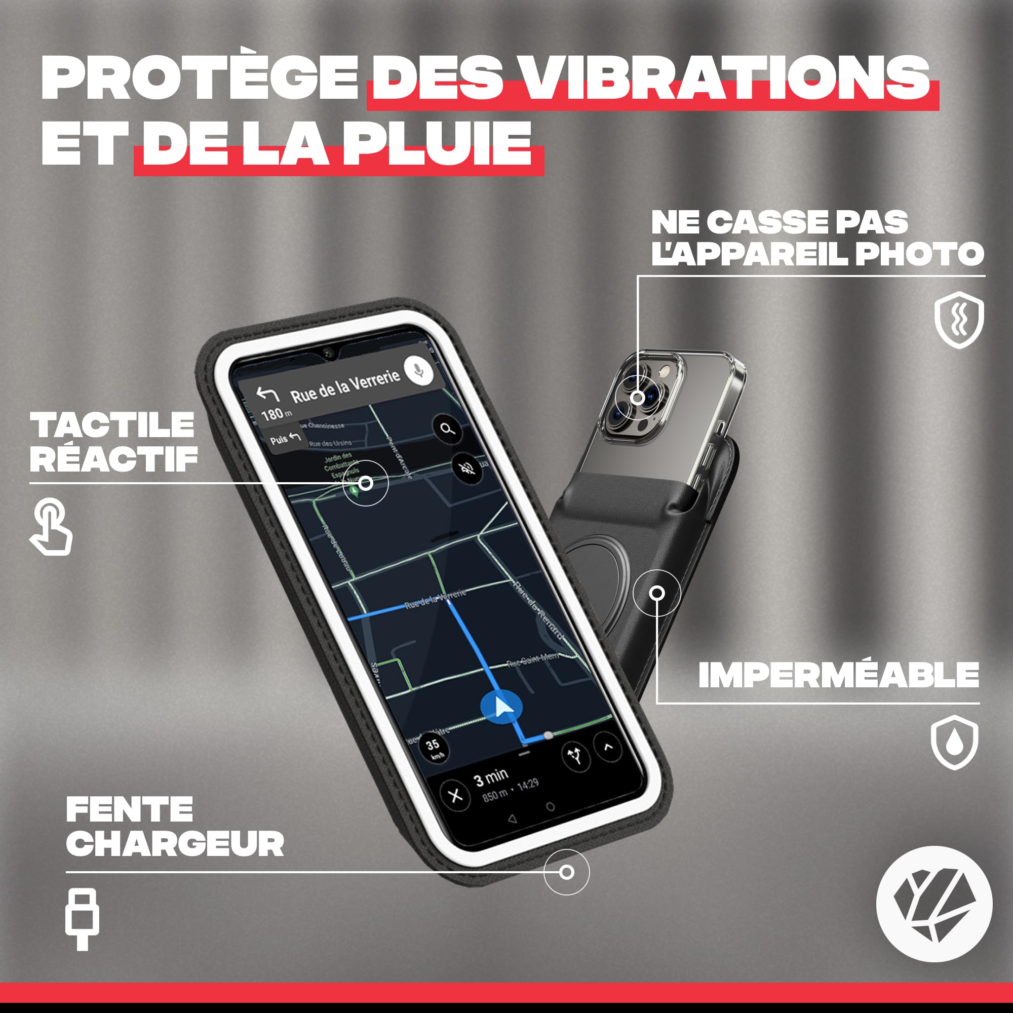 Shapeheart Pochette Téléphone Magnétique de Rechange Étanche et Tactile | Compatible tous Smartphones | Pour Support Vélo, Moto, Voiture, Brassard et Ceinture | Clap et Retrait 1 Geste | Weatherproof