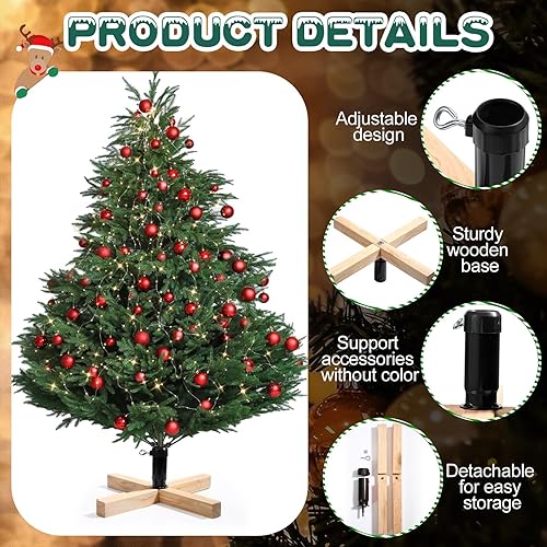 Miniatura 4 de Soaoo Soporte de madera para árbol de Navidad de 15.7 pulgadas de repuesto, base estable para árbol de Navidad, base de árbol de Navidad falsa con