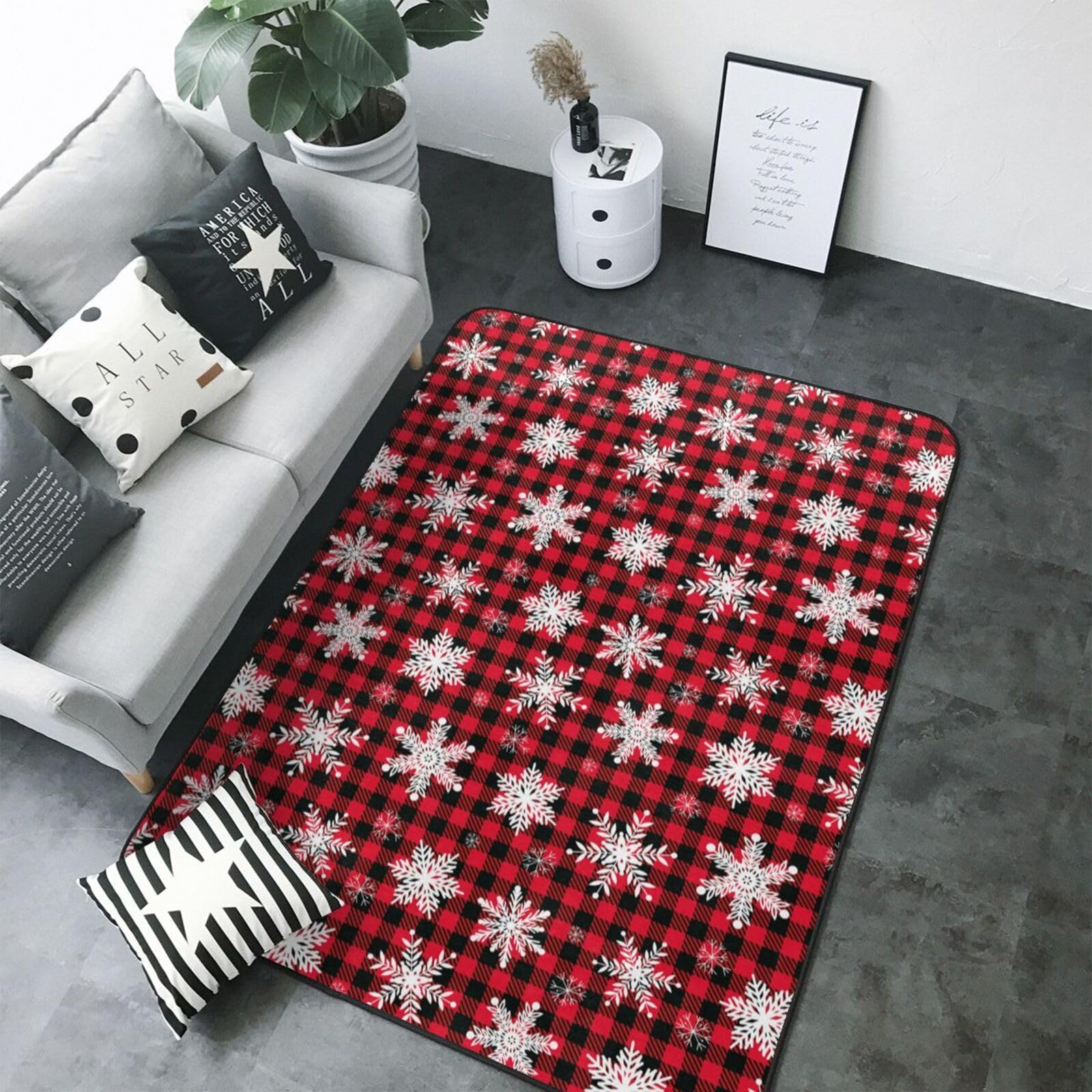 Tapis de chambre haut de gamme doux à motif flocon de neige