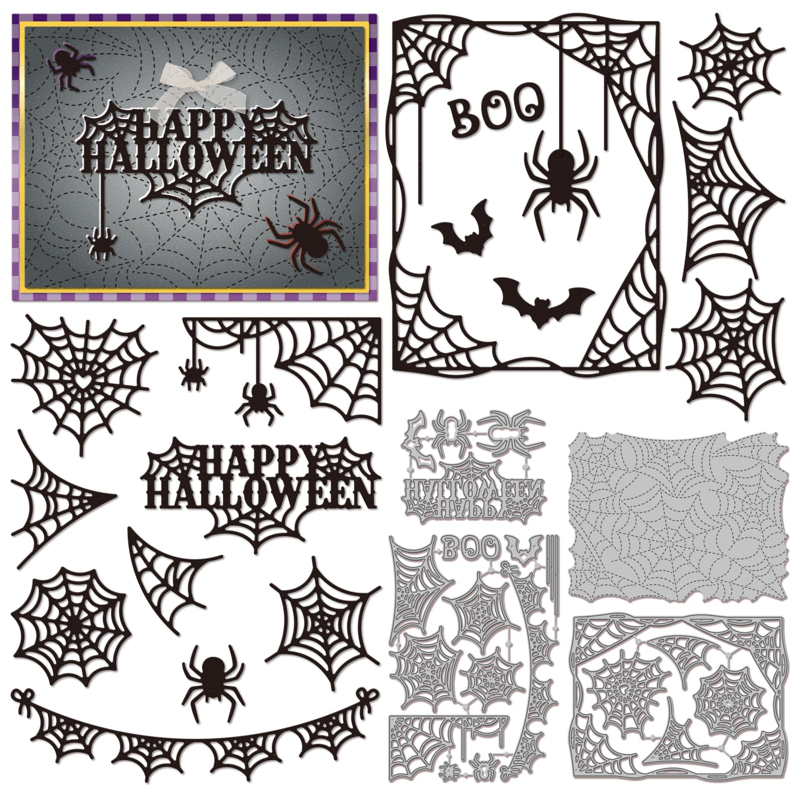 GLOBLELAND Halloween Spider Web Cutting Dies for Card Making