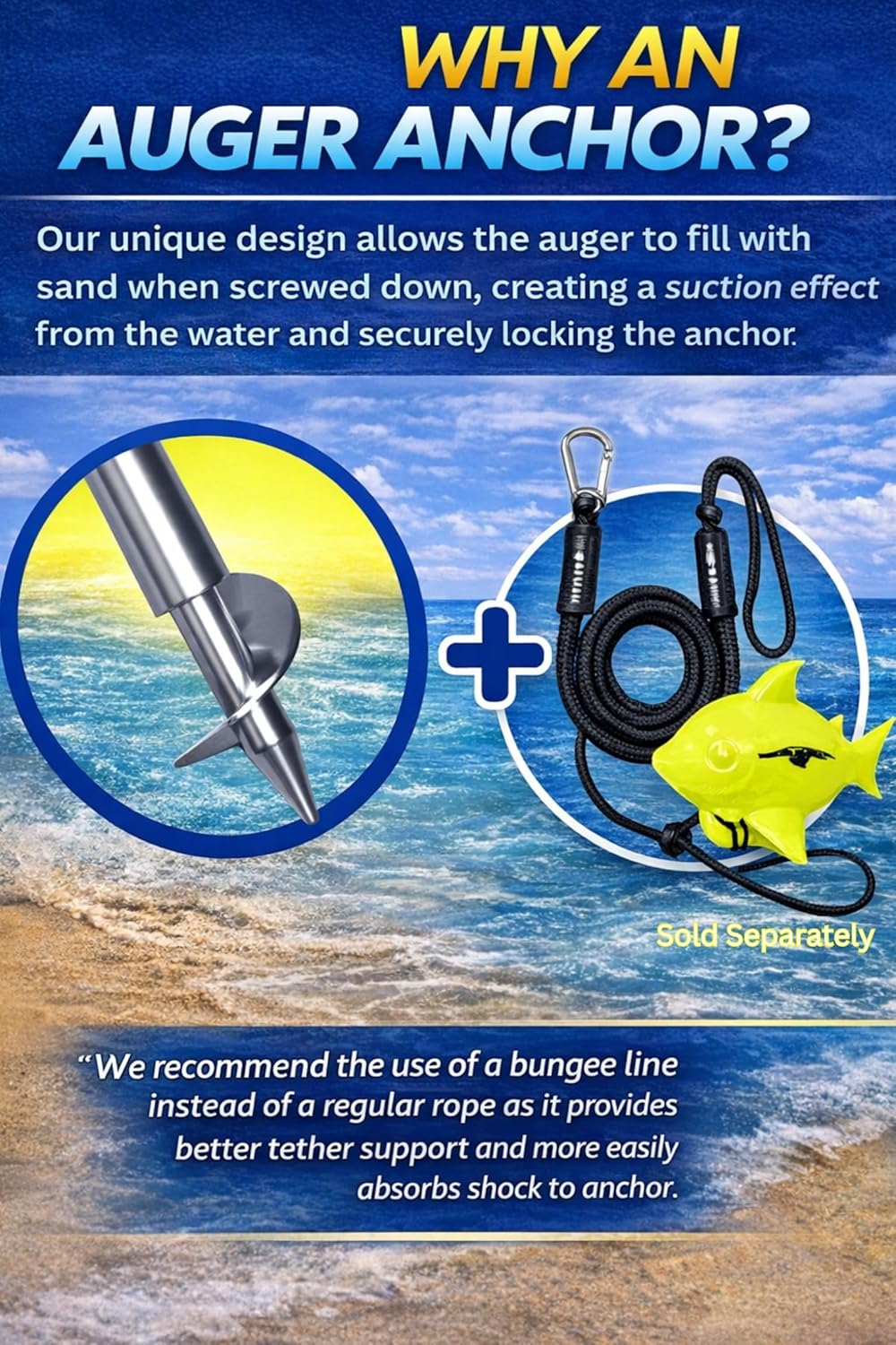 SandShark Anchor - Premium Screw in Boat Anchor, Pontoon Boat Anchor, Stainless Steel Shallow Water Anchor Pole, Sand Anchor w/Case - Essential Pontoon Boat Accessories