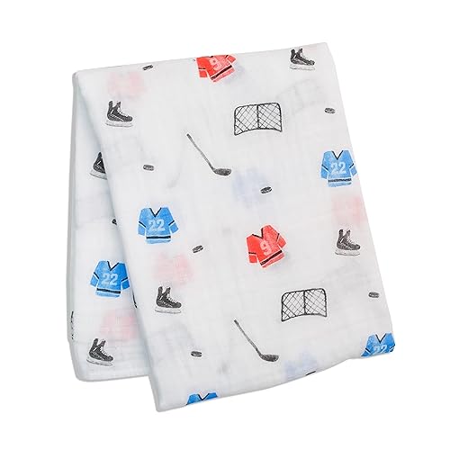 lulujo Manta de muselina de algodón para bebé, 47 x 47, Hockey