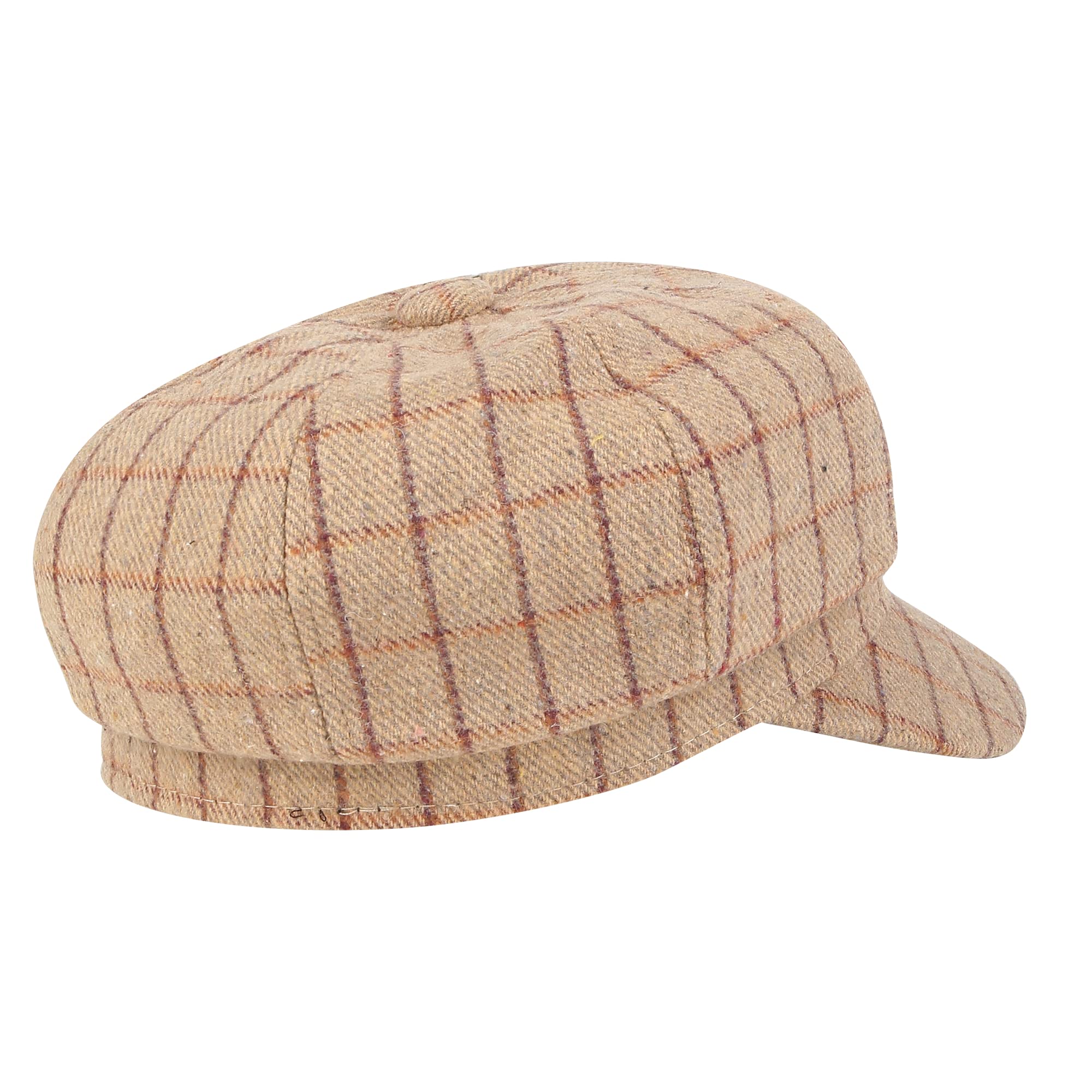 iSWEVEN French Beret Cap All Season Unisex Artist Newsboy Hats, Ascot Cotton British Style Adjustable Women's Caps, WBC8111B (Light Brown, Free Size) - Image 3 thumbnail