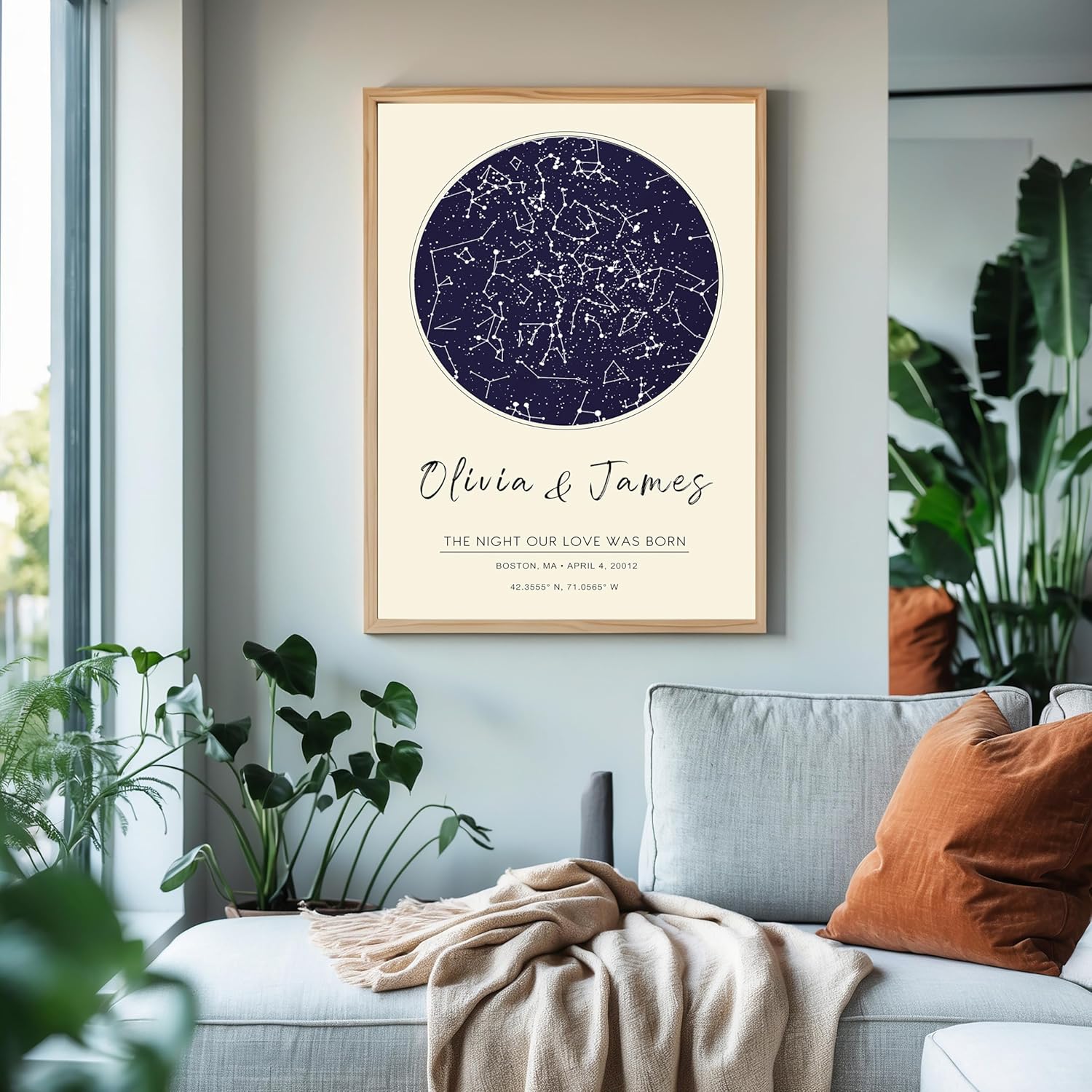 Custom Star - Personalized Stars, Night Sky Print, Stars Constellation Wall Art Gift for Her, Personalized Star chart for Specific Date Unique Gifts for Him, Meaningful Gifts for Her (Butter Cream, 18x24)