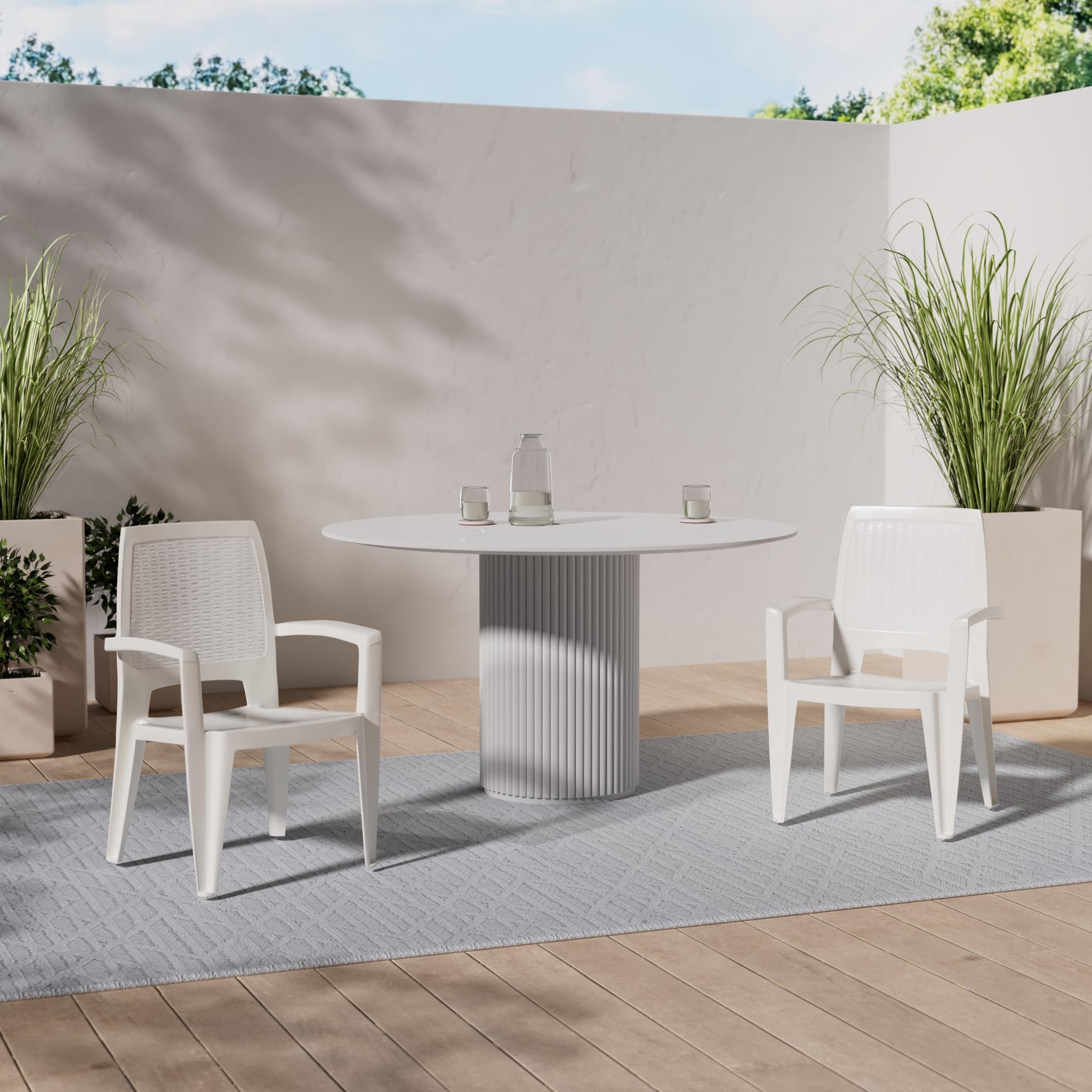 CREVICOSTA QUALITY MARK MARCAS DE CALIDAD - Caribe - Lote de 4 Sillas de Resina. 85 x 54 x 57 cm (Blanco)