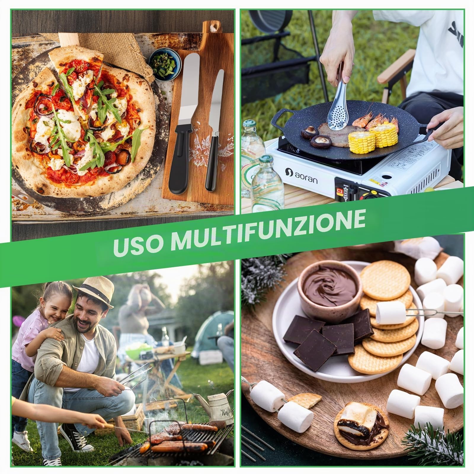 Accessori Cucina da Campeggio 27Pcs, Utensili da Cucina per il Campeggio con Borsa Portaoggetti, Gadget Outdoor, Portatile Cucina da Campeggio Rv Set per viaggi, Picnic, Camper, Feste
