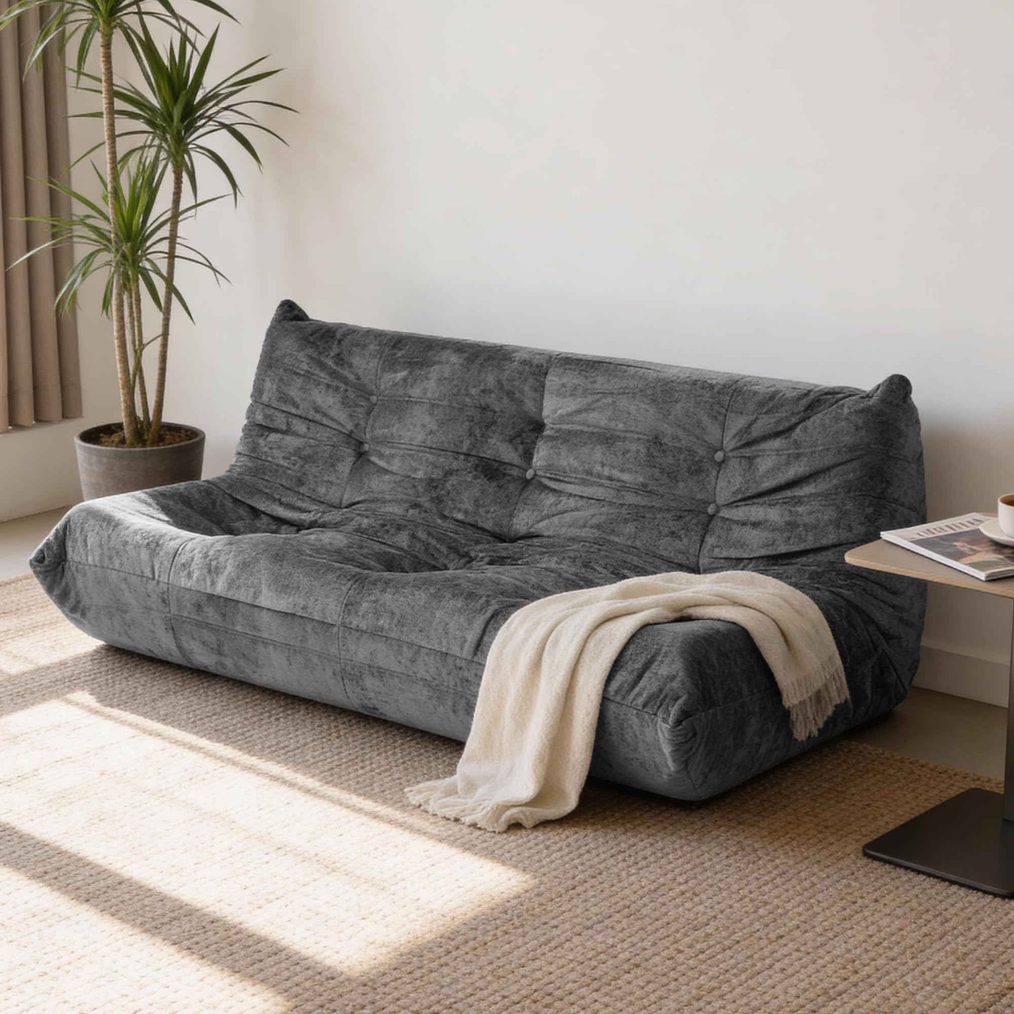 Upvilla Mid Century Armless Floor Sofa, weicher Boden-Lounge-Sessel, Schaumstoff-Sofa-Akzentstuhl für Wohnzimmer, Schlafzimmer und Büro