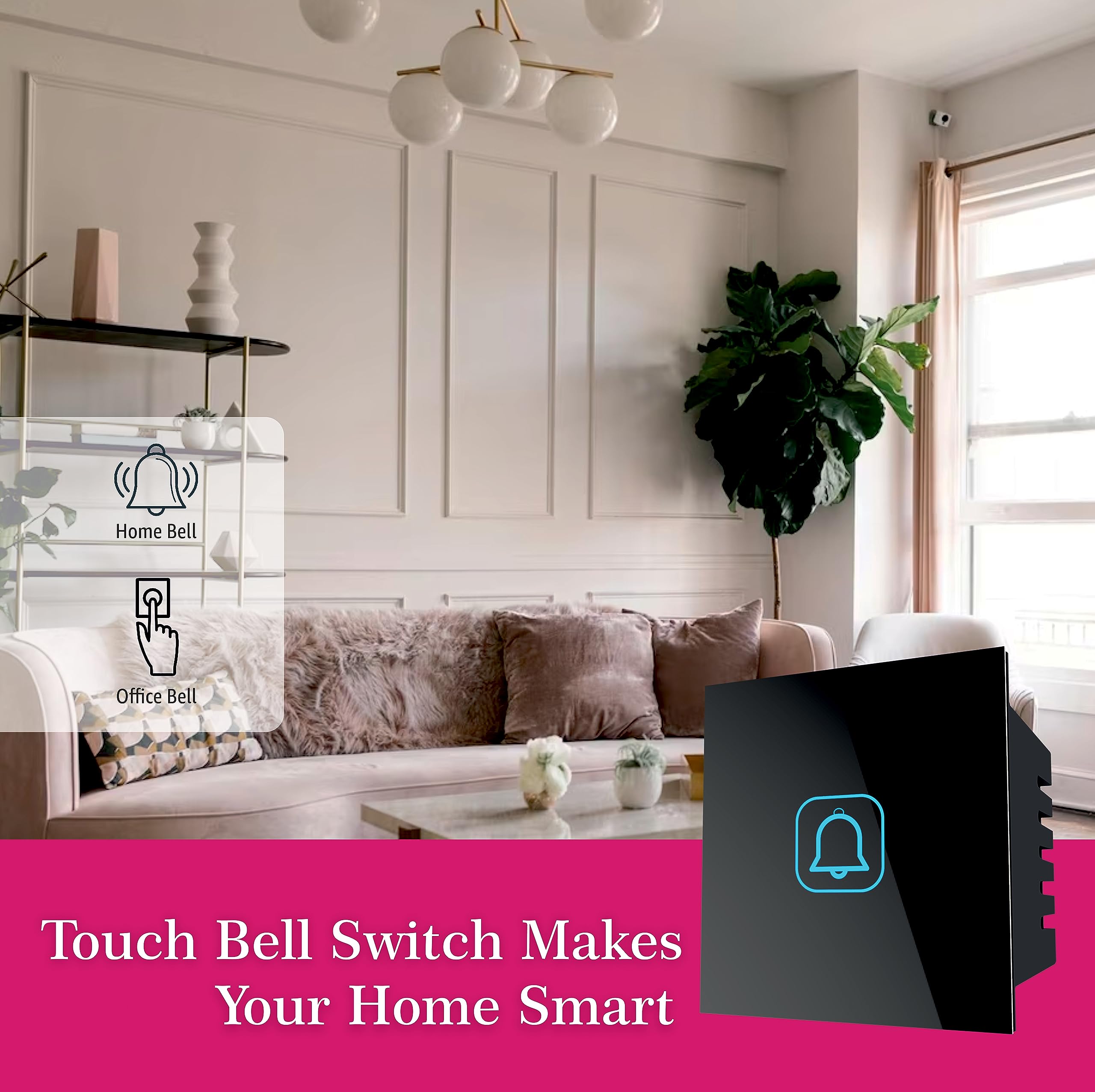 HomeMate NON Smart Touch Switch Bell - Black| Elegant Design | Easy Installation… — Amazon image 4