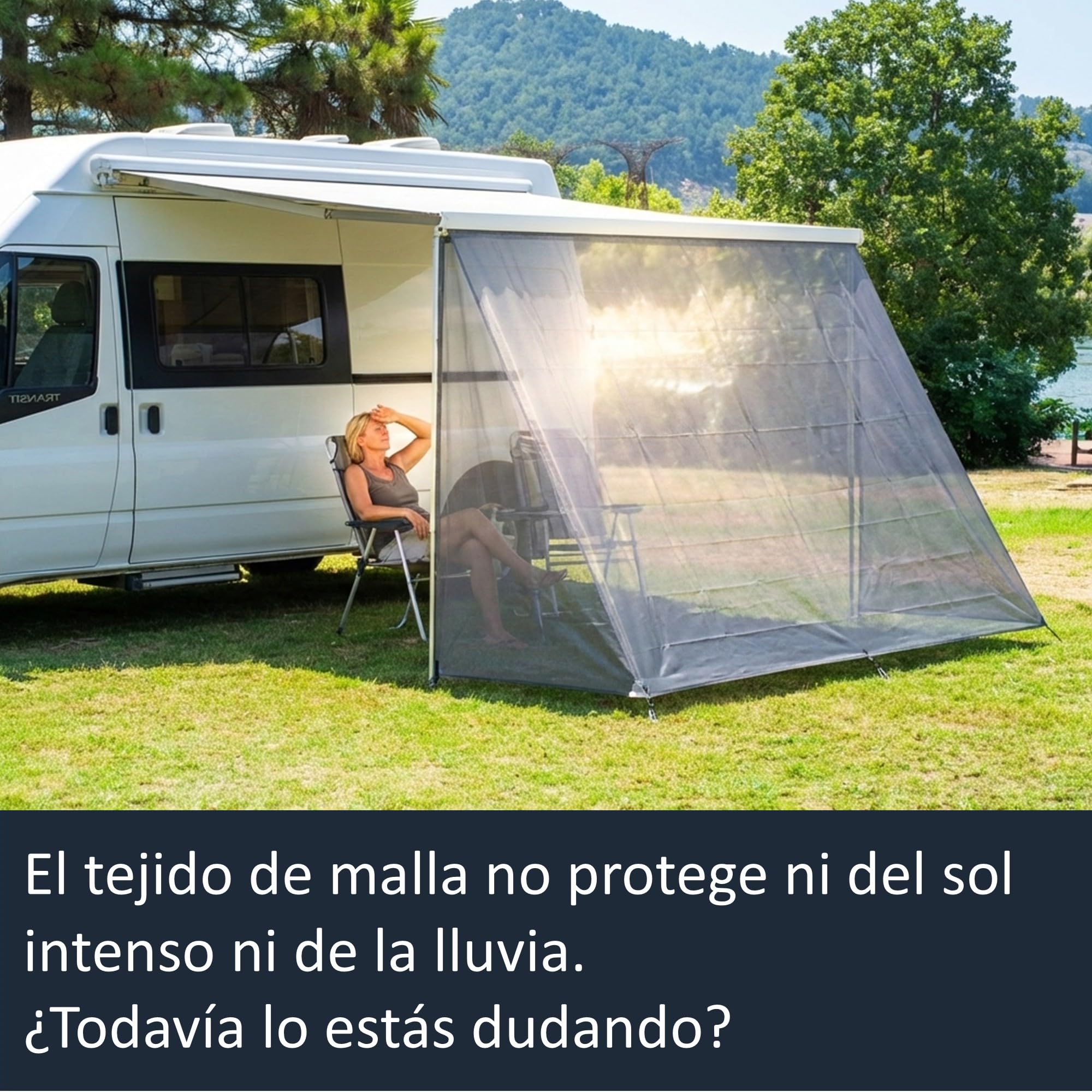 AIRIS - Parasol para autocaravana - Protección eficaz de algodón repelente al agua, fácil de montar, compatible con toldos Thule, Fiamma y Dometic (253 x 185)