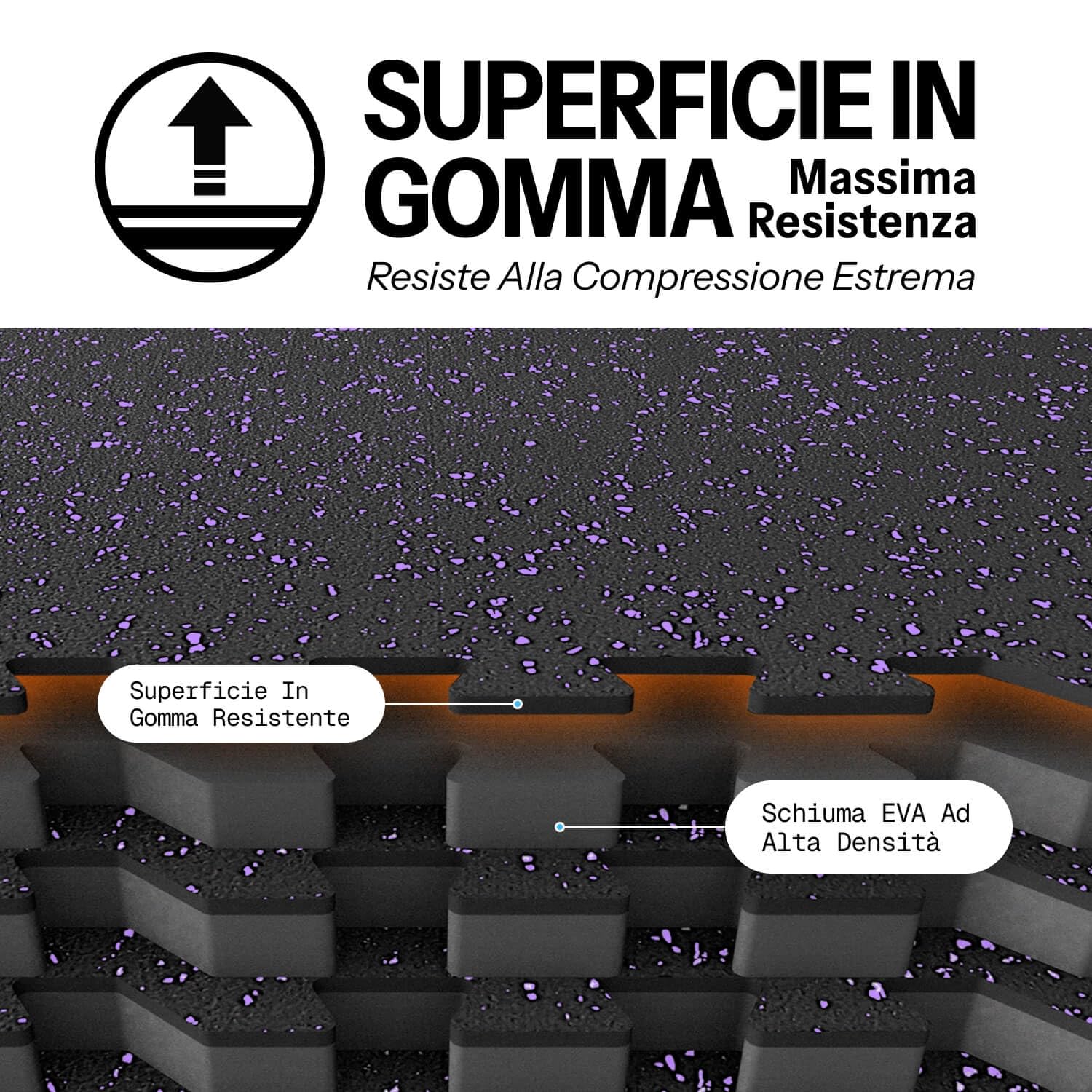 AIRHOP 6 pz 60x60x1,4cm Tappetino per Attrezzature da Esercizio, Superficie in Gomma Robusta e Spessa,Tappetino Puzzle per la Protezione del Pavimento,per Palestra e Casa,Tappetino Fitness Nero&viola