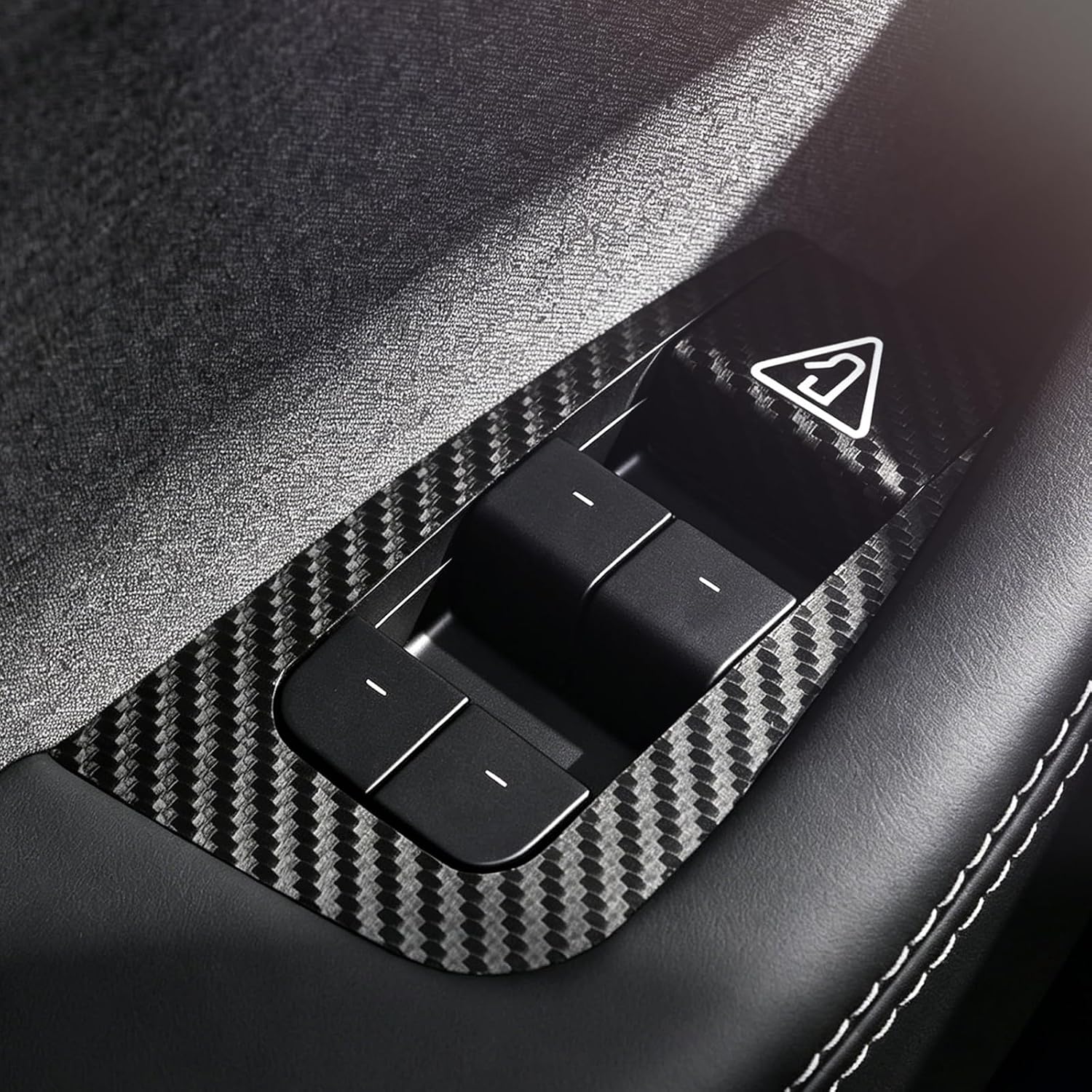 BETTERHUMZ Car Door Window Switch Panel Cover for Tesla Model Y Juniper 2025 2026 Performance Suede Carbon Fiber Leather Window Frame Trim Interior Tuning Accessories (Suede Red)