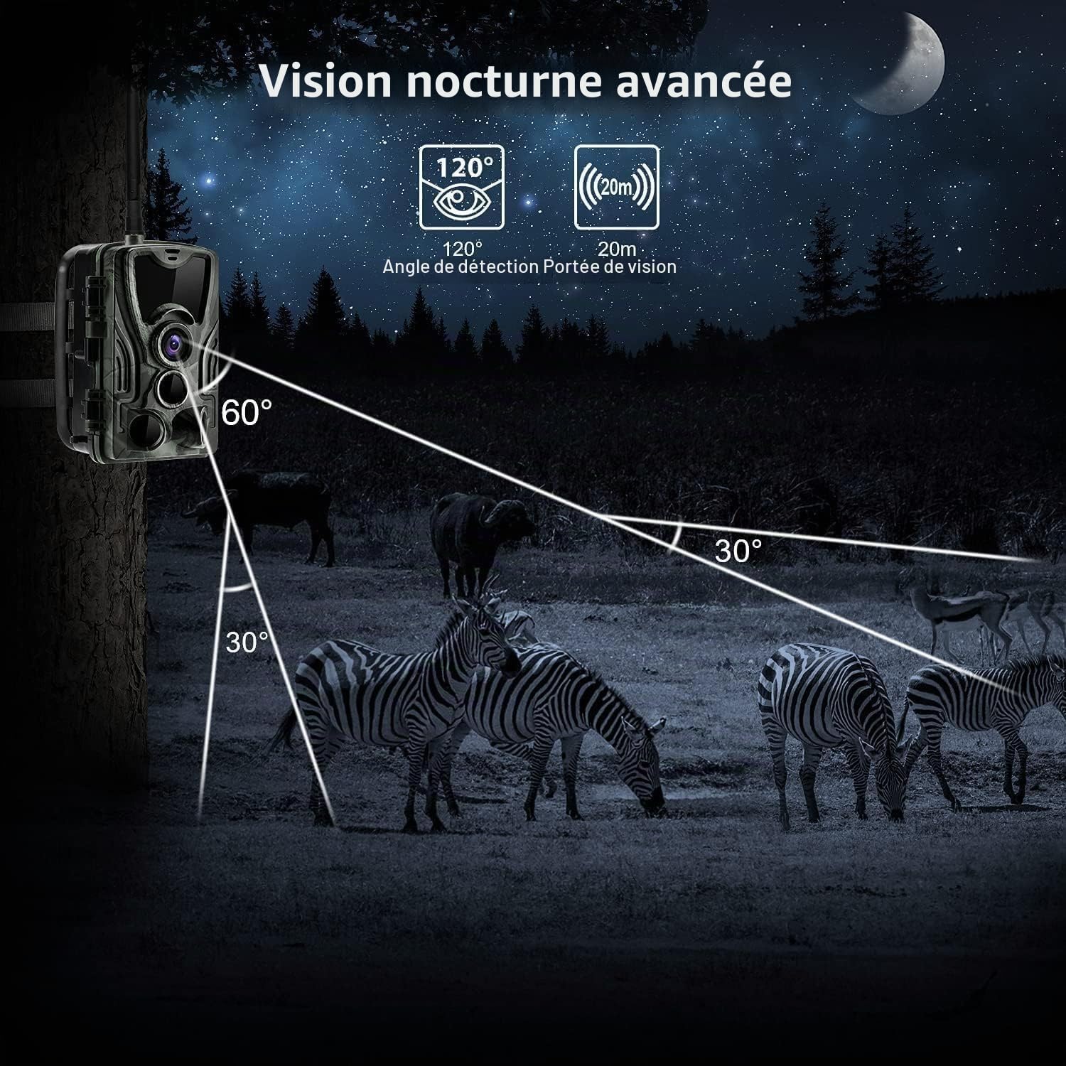 Camera de Chasse 4G APP, 120MP 4K Caméra Chasse avec Carte SIM, Envoi de Photos, Vidéo en Direct, Piege Photographique Nocturne 850 nm IR LED, Caméra de Chasse avec Détecteur de Mouvement