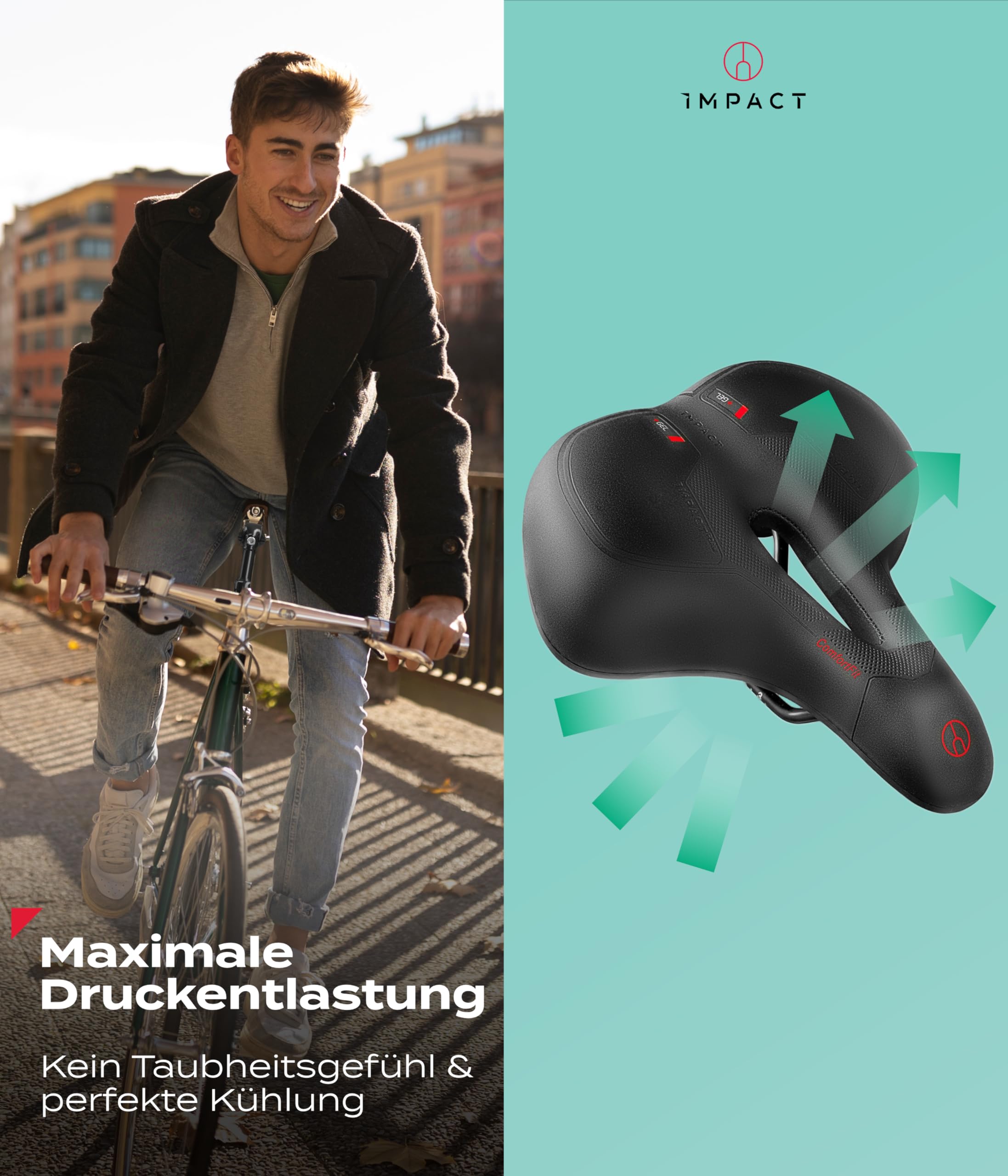 mtb sattel gegen taubheitsgefühl Impact® ComfortFit Fahrradsattel Herren Damen – Ergonomisch, Bequem & Schmerzfrei – Weicher Prostata- und Gel-Sattel für Mountainbike, MTB, City, Trekking & E-Bike Sport & Freizeit The most relaxing VR component_5. Accessories_Bottle Cages_bb-bottlecages Farbe:Dschungelgrün