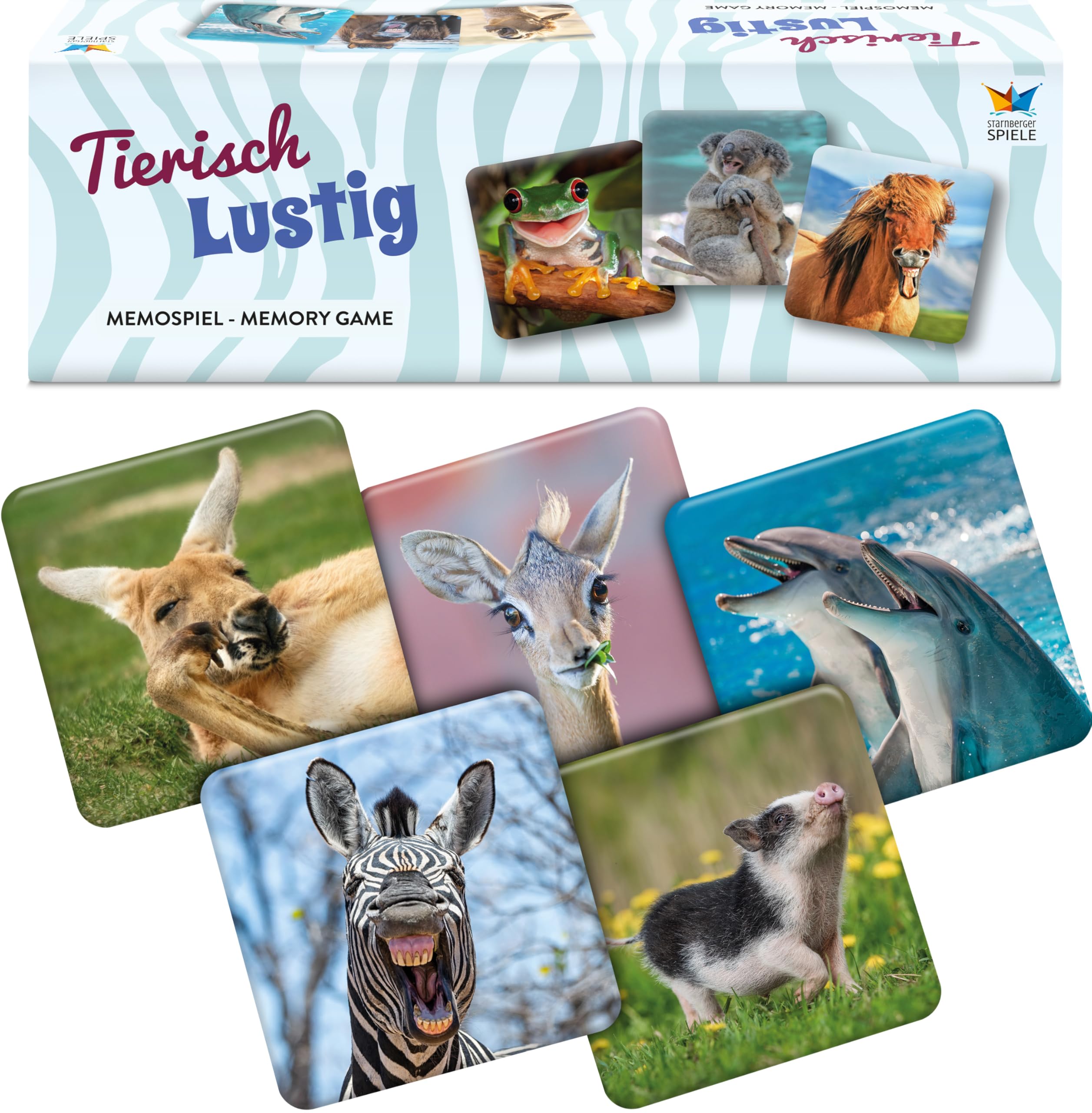 Starnberger Spiele - Tierisch Lustig - Memospiel - Kartenspiel für Erwachsene und Kinder ab 6 Jahren - Geschenk für Tierliebhaber