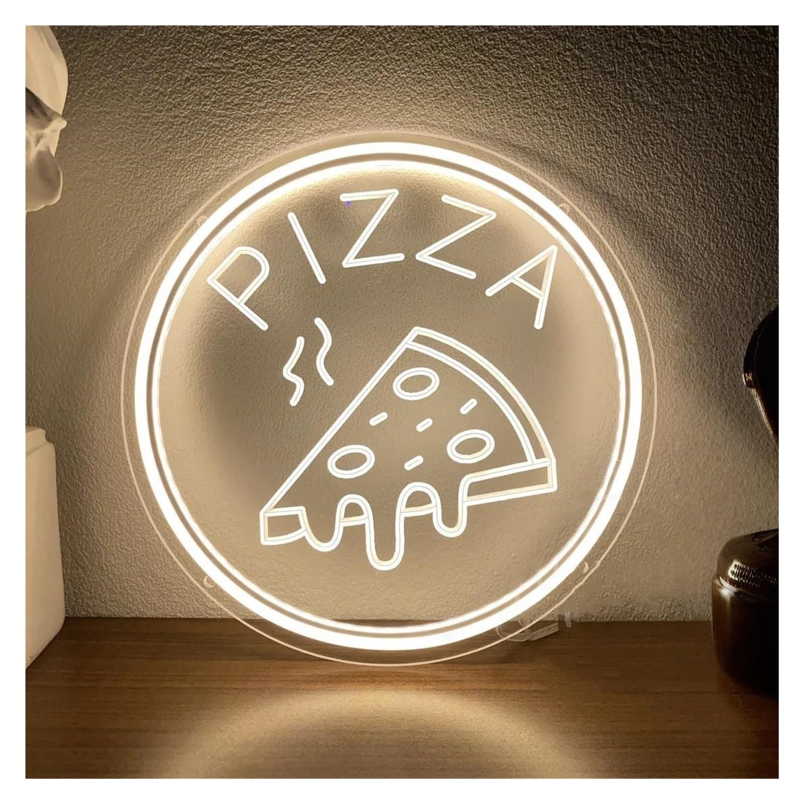 LEMST Signs Lamp Pizza Neon Signs USB Powered, Adjustable Brightness Fast Food Shop Neon Lights Suitable for Shop Wall Decor(B,40CM)