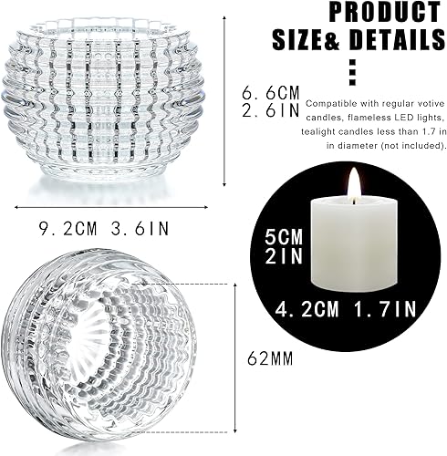 Miniatura 4 de Portavelas votivas redondas de vidrio transparente, portavelas de té de cristal de otoño para centros de mesa, votivo para decoración de fiesta de