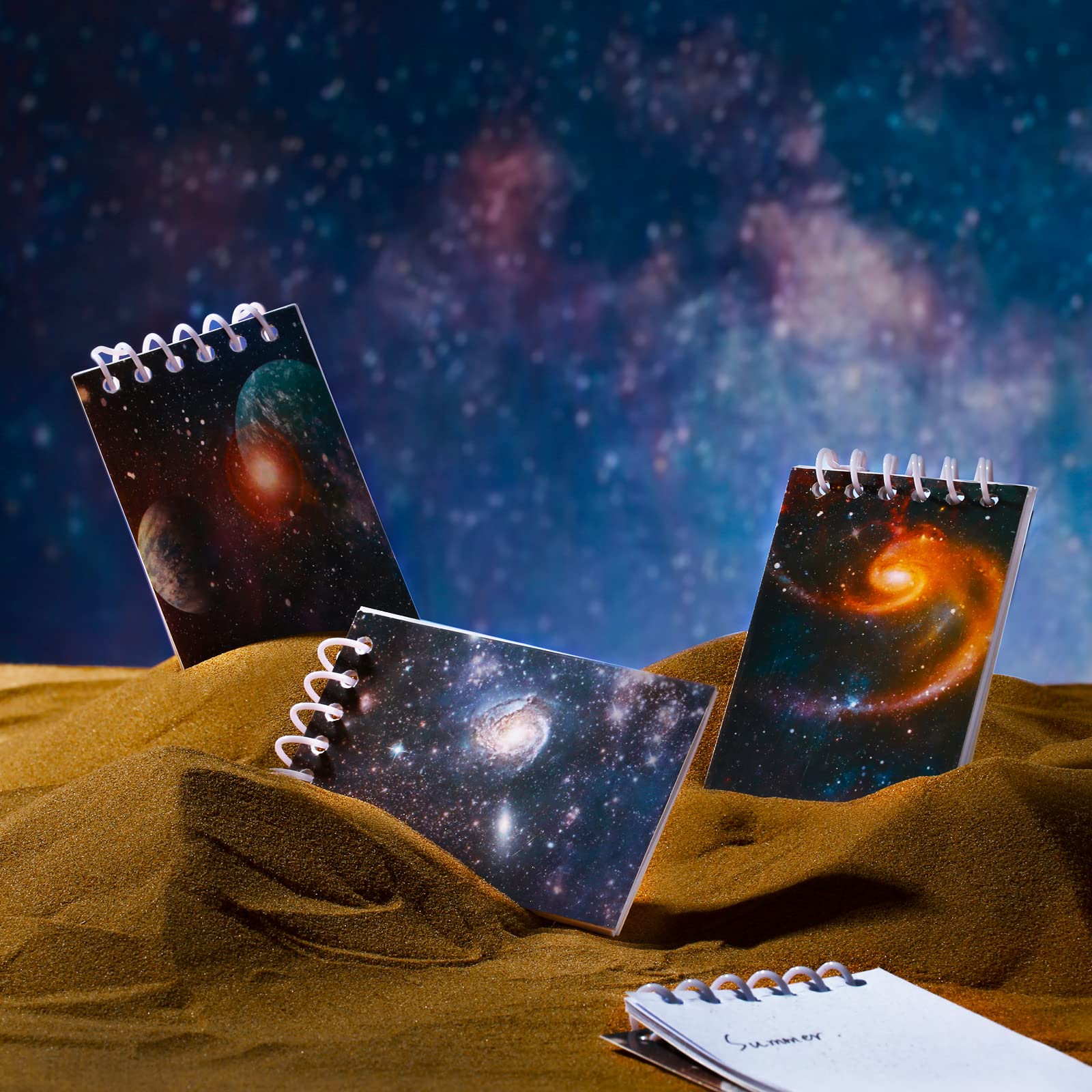 24 Pieces Outer Space Galaxy Mini Notepads Small Spiral Notepads Solar System Mini Notebook Memo Stationery Planets Notebook Reward Supply for School Office Planet Theme Party Favor - Image 7