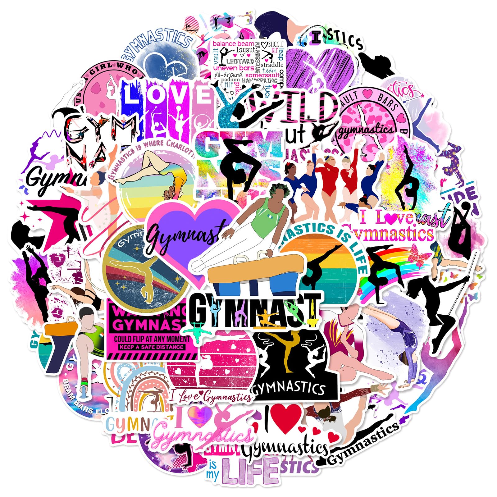 Gymnastics Stickers for Laptop (50 PCS),Gift for Children Teens Adults Girl Boys,Waterproof Stickers for Water Bottle,Gymnastics Stickers for Scrapbook,Skateboard,Bike,Phone,Dairy - Image 3