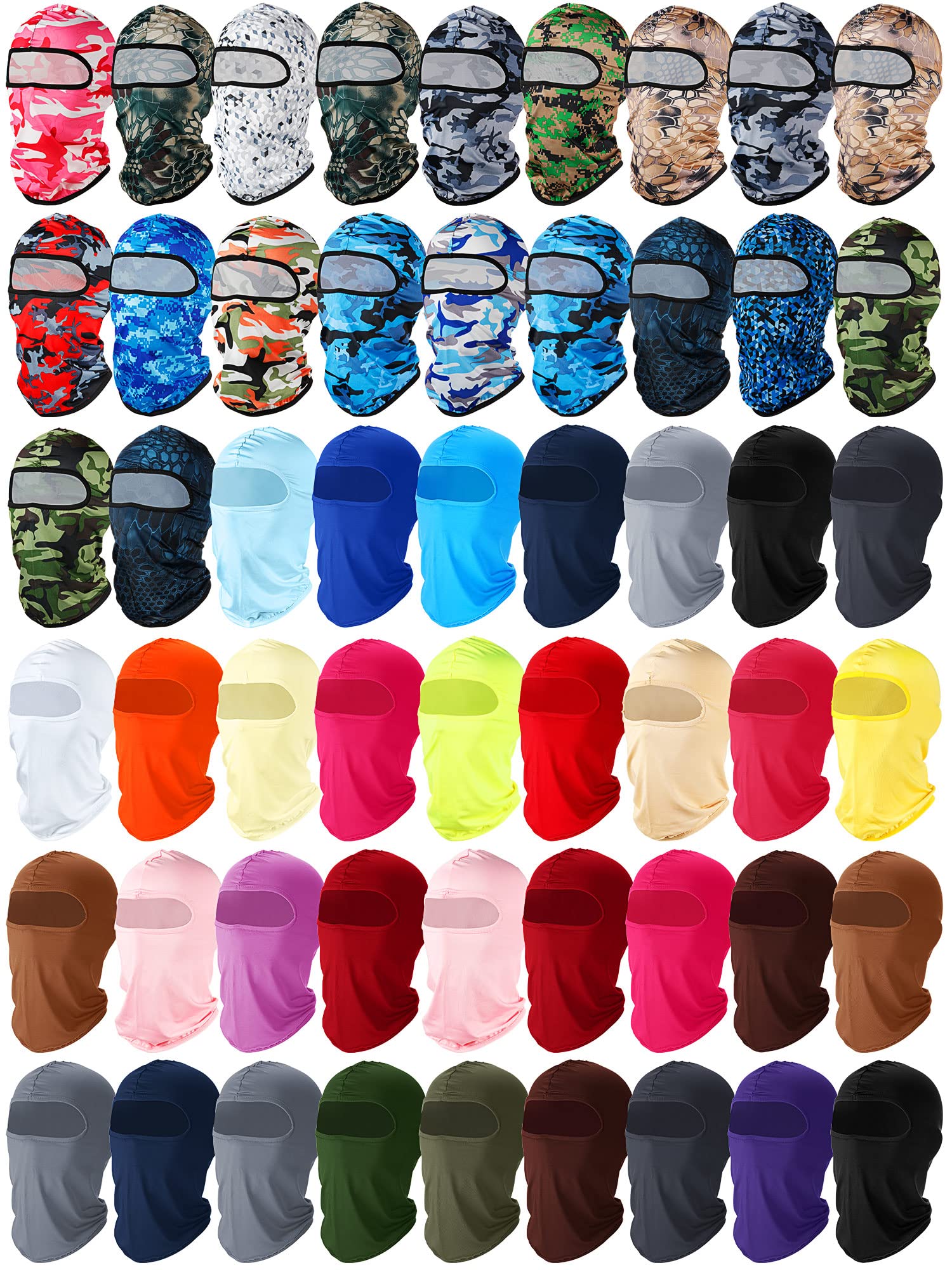 54 Pcs Balaclava Face Mask UV Sun Protection Ski Full Face Breathable Full Head Mask Motorcycle Cycling Bike Ski for Men Women, Classic Color, One Size-X-Small