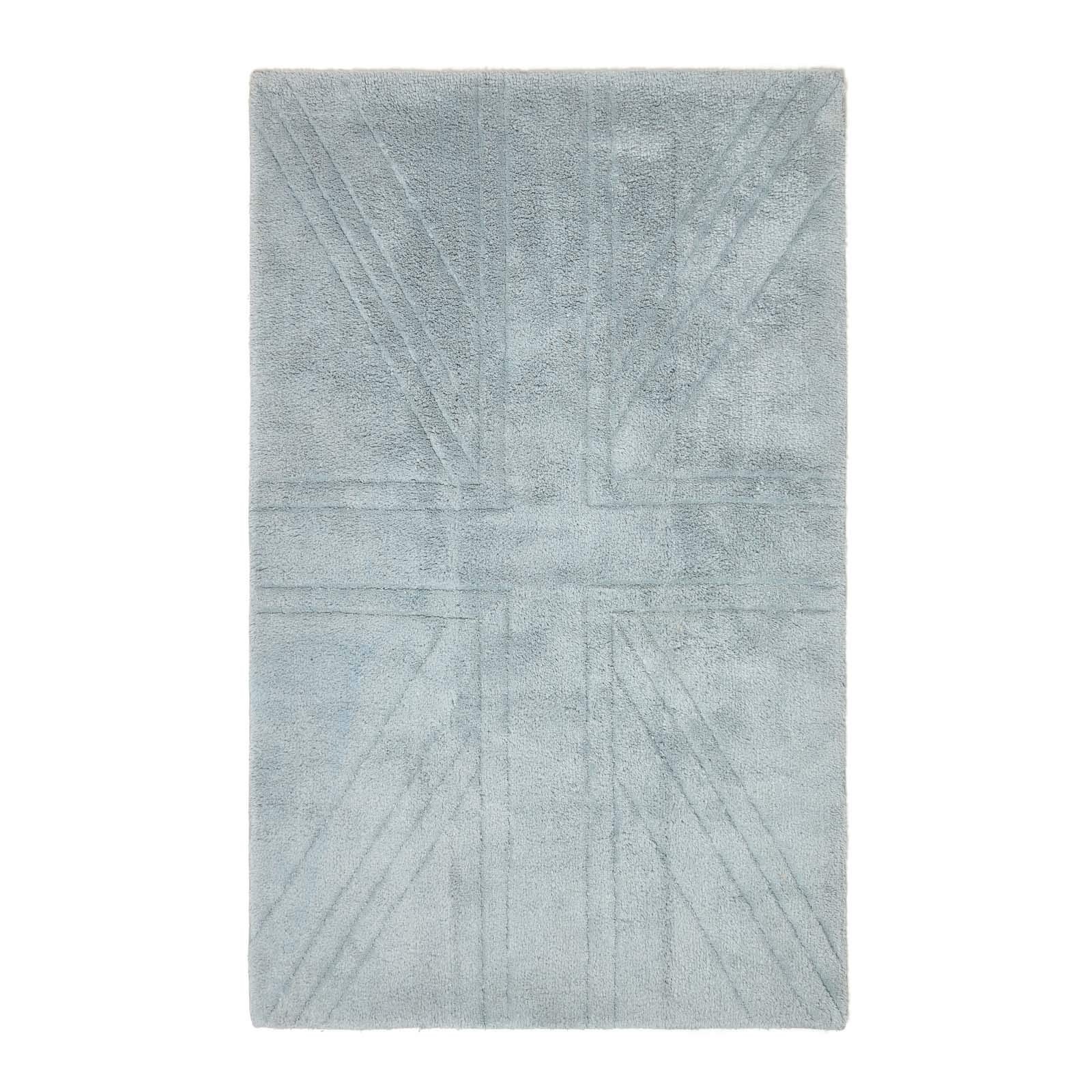 HOMESCAPES Tappeto trapuntato in 100% cotone, lavabile, motivo: bandiera del Regno Unito, tinta unita, grigio argento, per interni o vasca da bagno XL, 90 x 150 cm