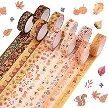 10 Rolls Fall Washi Tape Set,Autumn Maple Leaves Sunflower Pumpkin Patterned Decorative Masking Tapes for Fall Thanksgiving Christmas Holiday Arts Craft Tape DIY Scrapbooking Gift Wrapping Decorations
