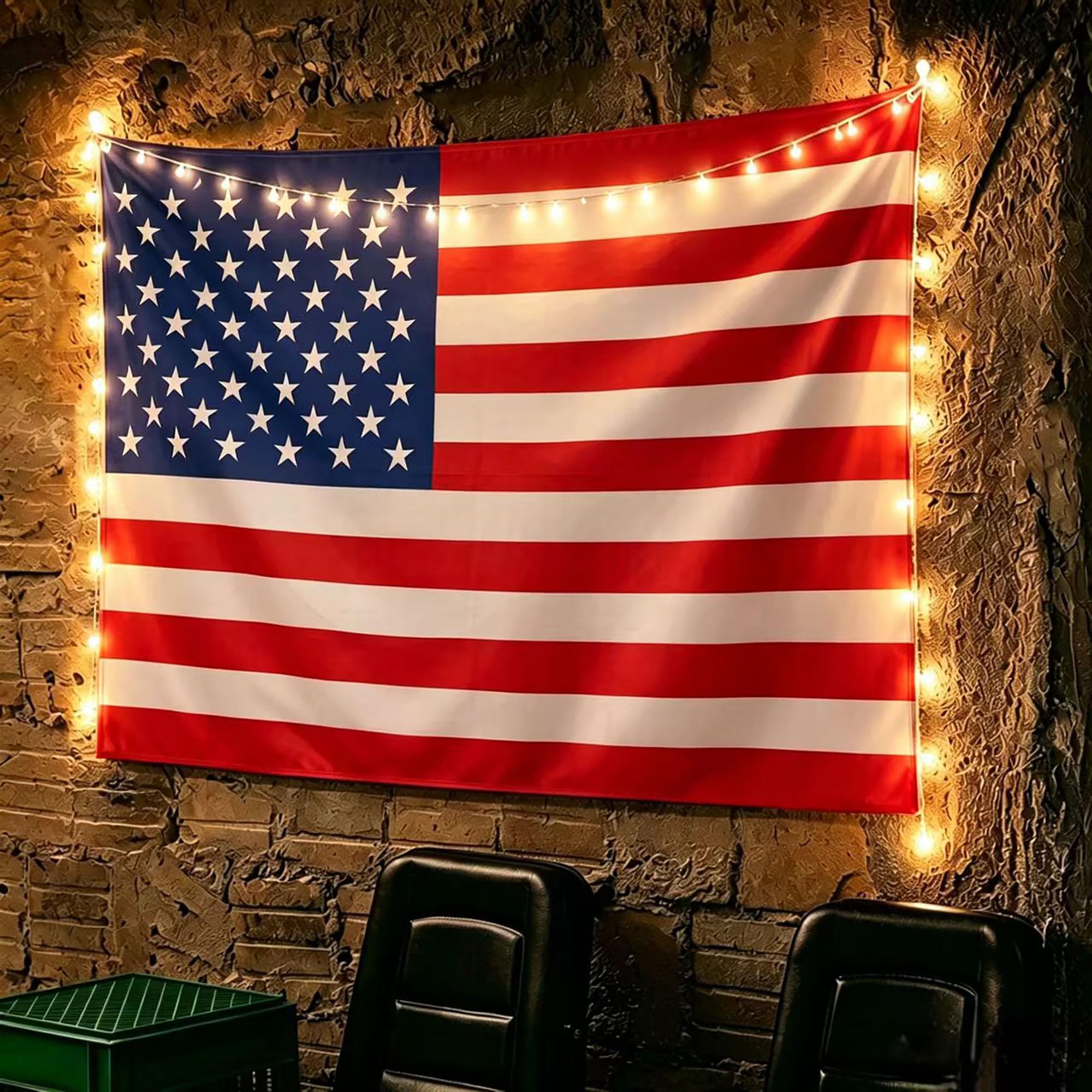Tapiz de la bandera de EE. UU. lavable para colgar en paredes de bar