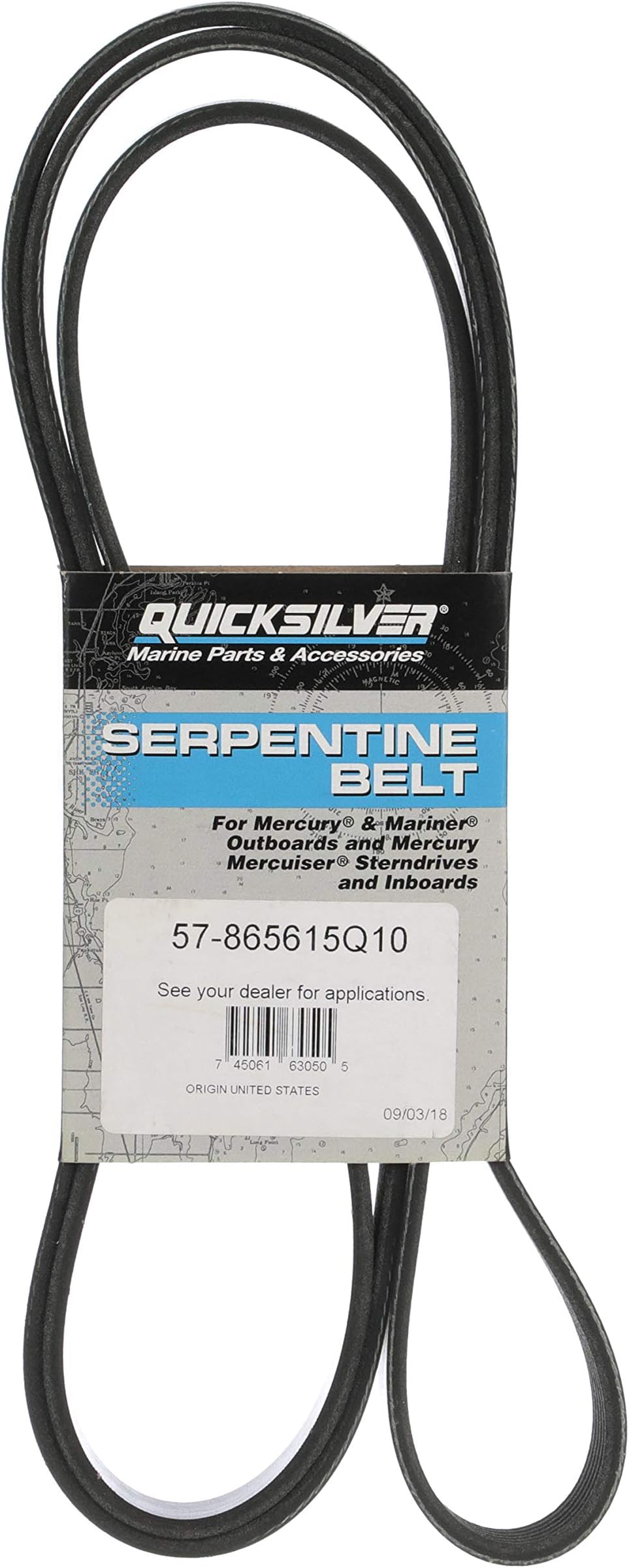 Quicksilver Serpentine Belt 865615Q10-2,195 mm Long - For MerCruiser 2001 and Newer MIE Engines with Closed Cooling and 4.25-inch Idler Pulley