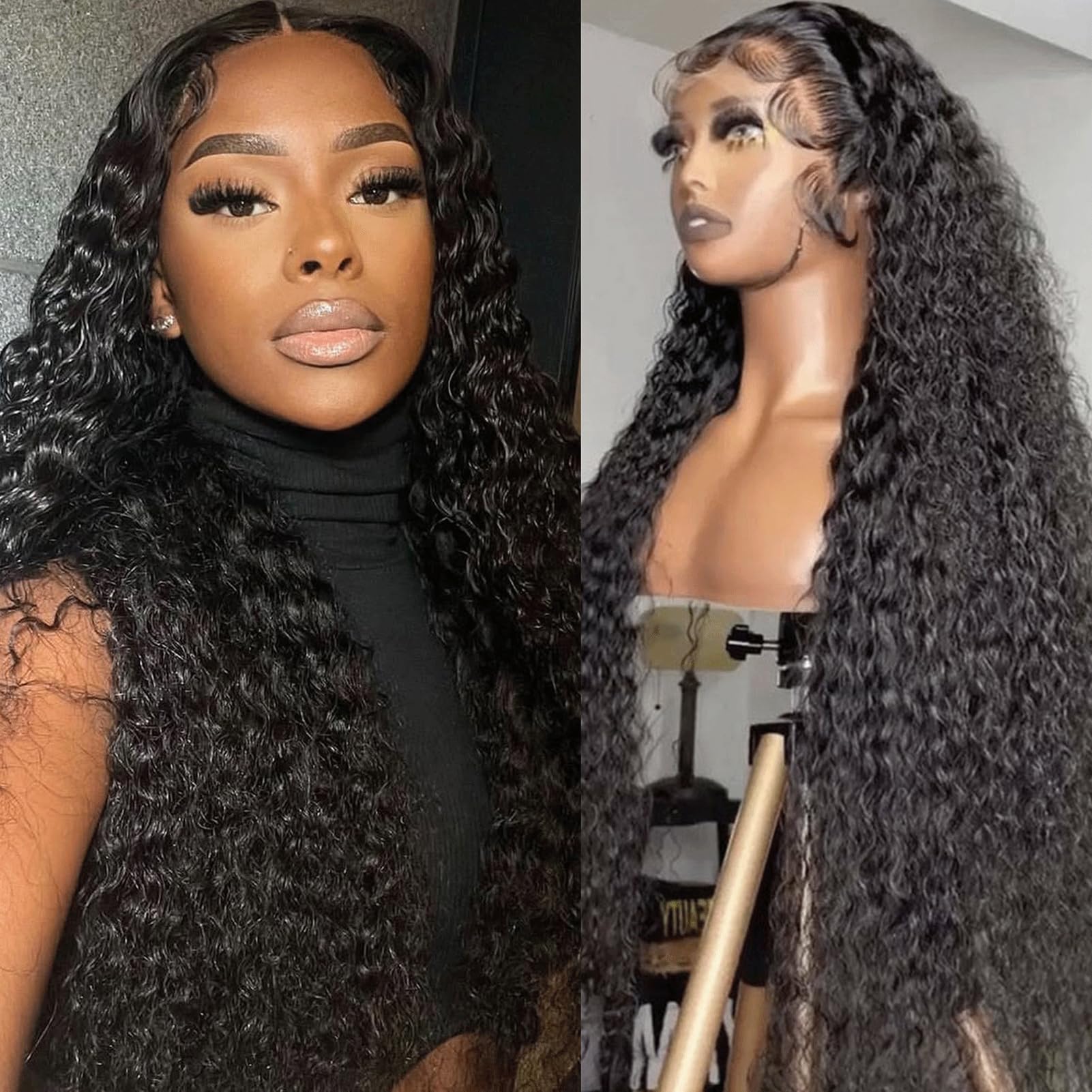 IWISH 13x4 Full Frontal Real SKINLIKE HD Lace Wig Pre Plucked 0.10mm Ultra-thin Lace Vivid Clean Hairline Bleached Tiny Knots 210 Density Water Wave Lace Front Wigs for Women Human Hair 24 Inch