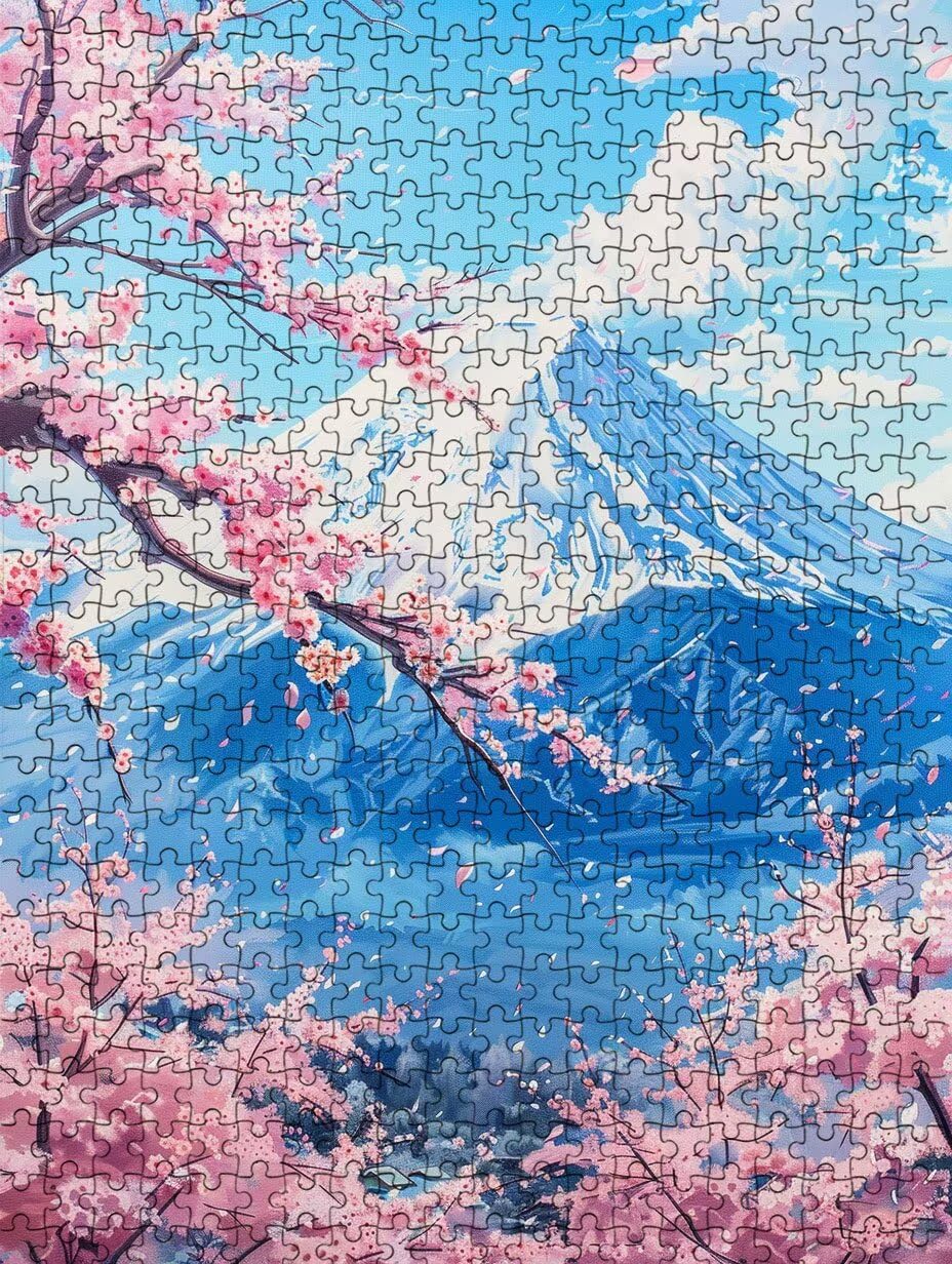 Flores De Cerezo En La MontañA Nevada Puzzle 1000 Piezas, Rompecabezas Adultos Puzzle, Desafiante Puzzles de Decoración Juego de, Juego Educativo para Toda la Familia, para Regalo Decoración FNKL71086